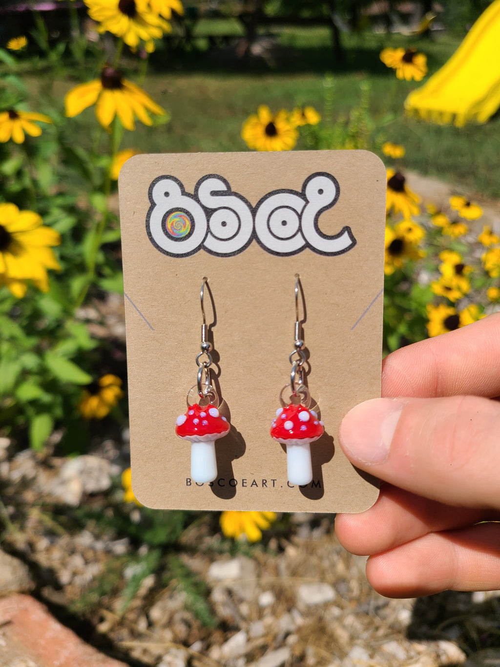 Amanita Mushroom Glass Earrings Made to Order