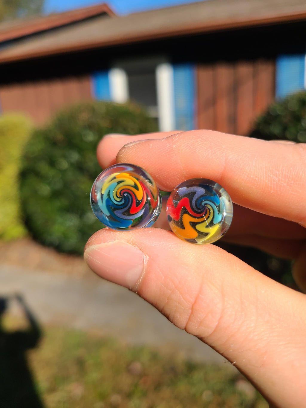 15mm Rainbow Sparkle Wigwag Glass Plugs Ear Gauges