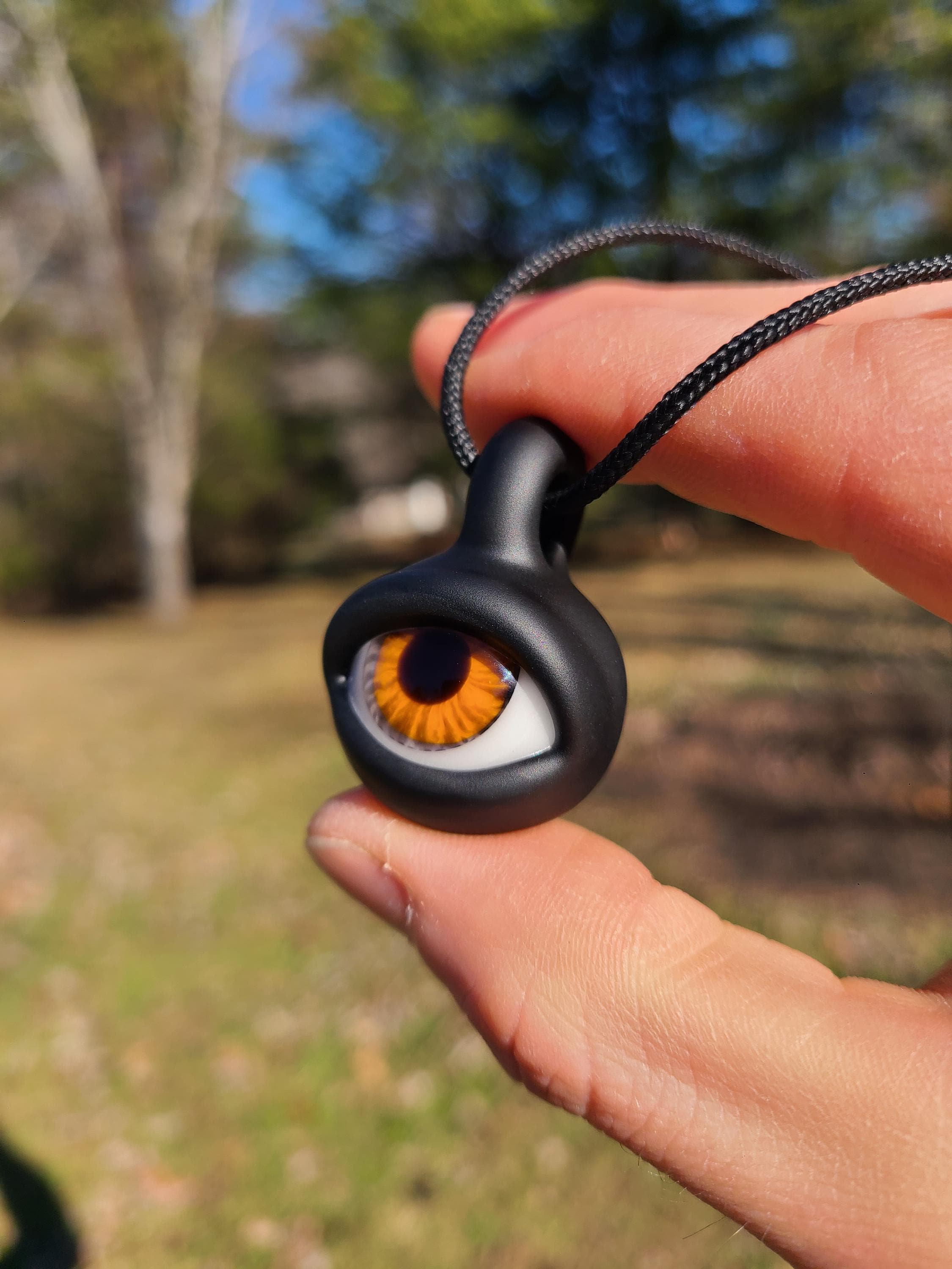CUSTOM: Matte Black Eye Glass Pendant