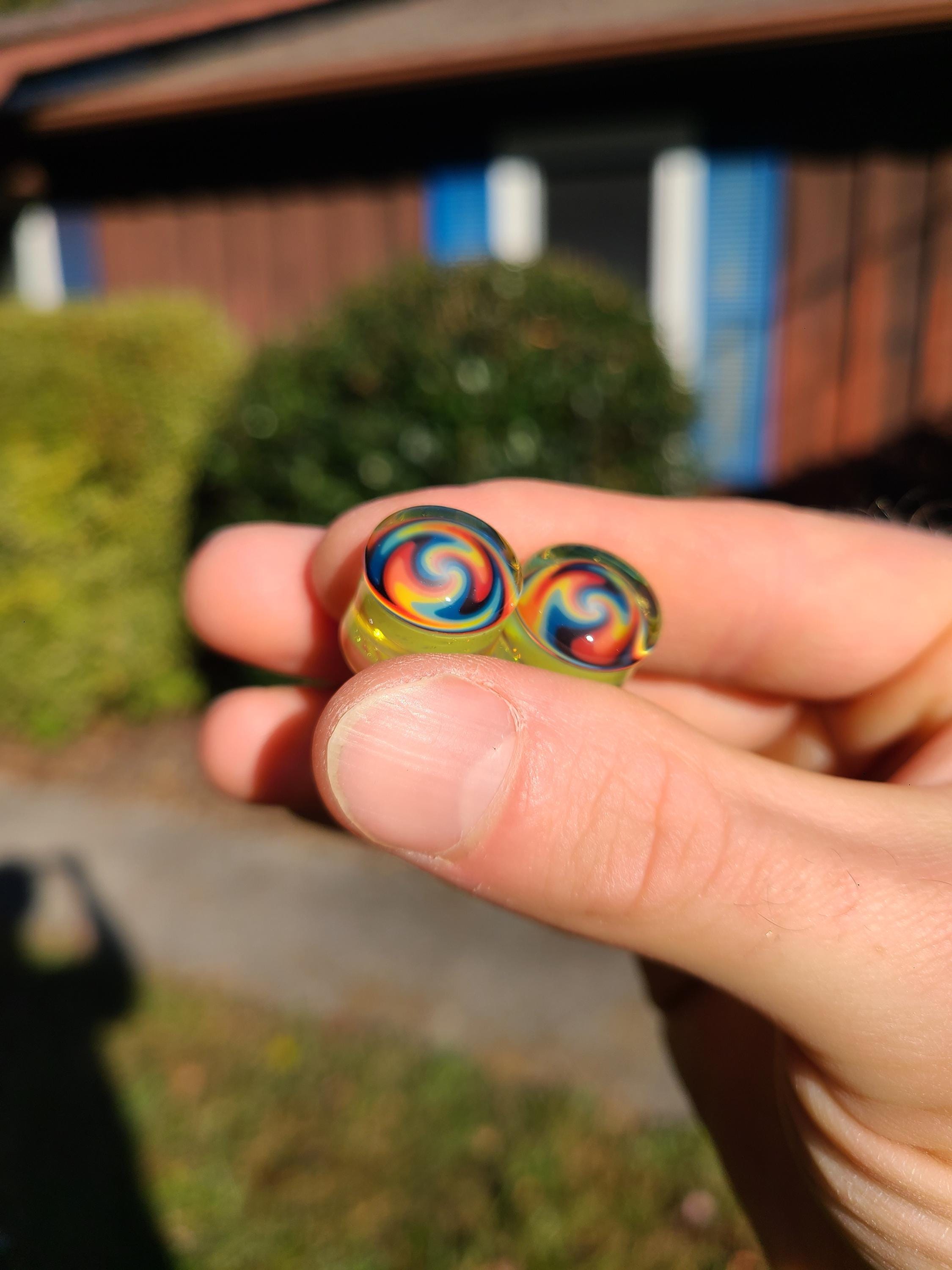 14.5mm Rainbow UV Wigwag Glass Plugs Ear Gauges