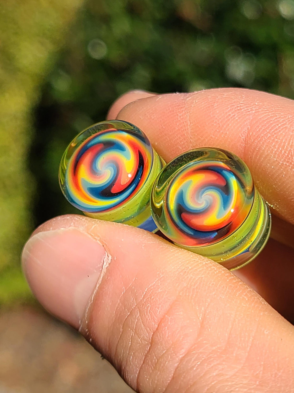 14.5mm Rainbow UV Wigwag Glass Plugs Ear Gauges