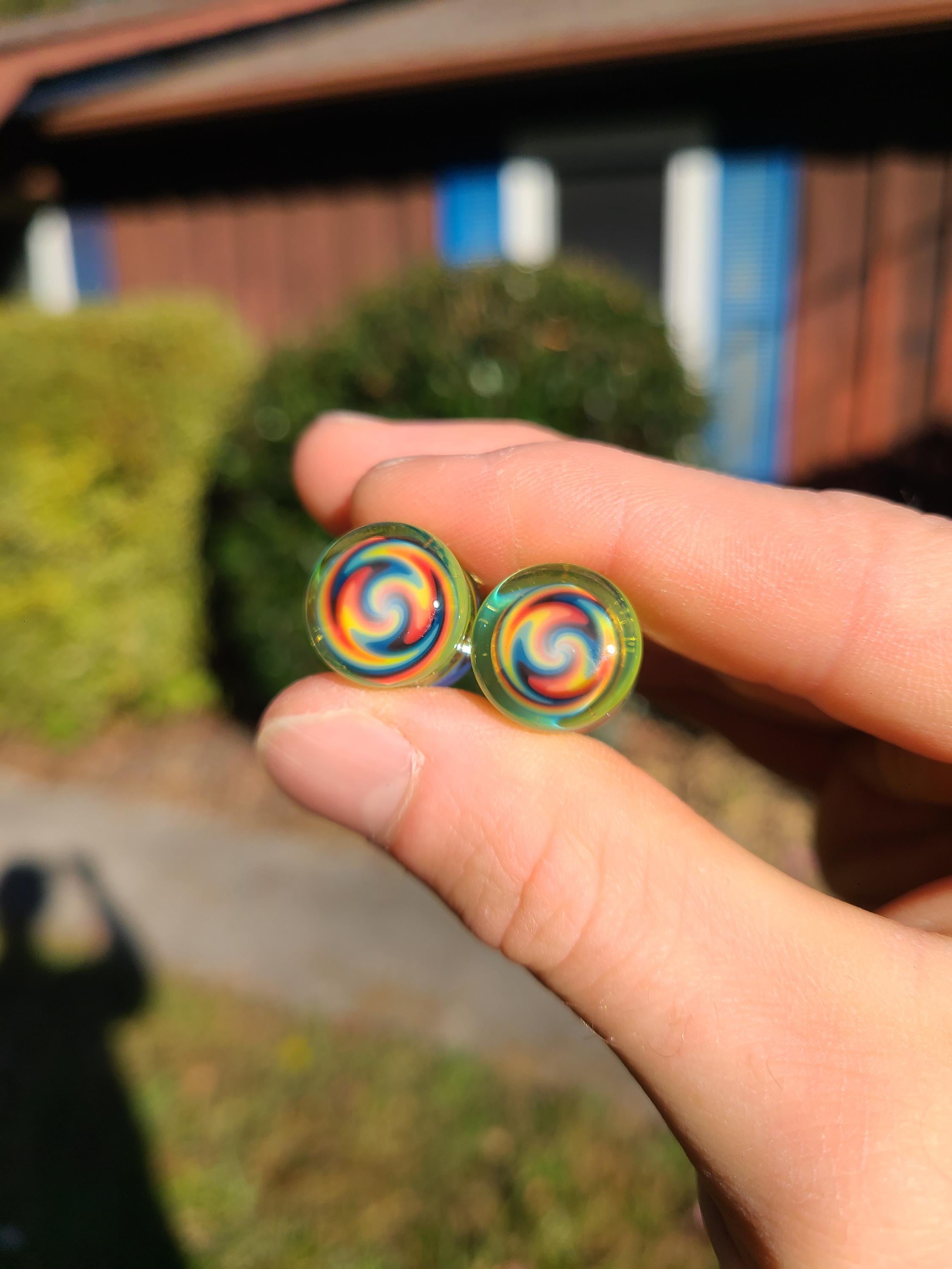 14.5mm Rainbow UV Wigwag Glass Plugs Ear Gauges