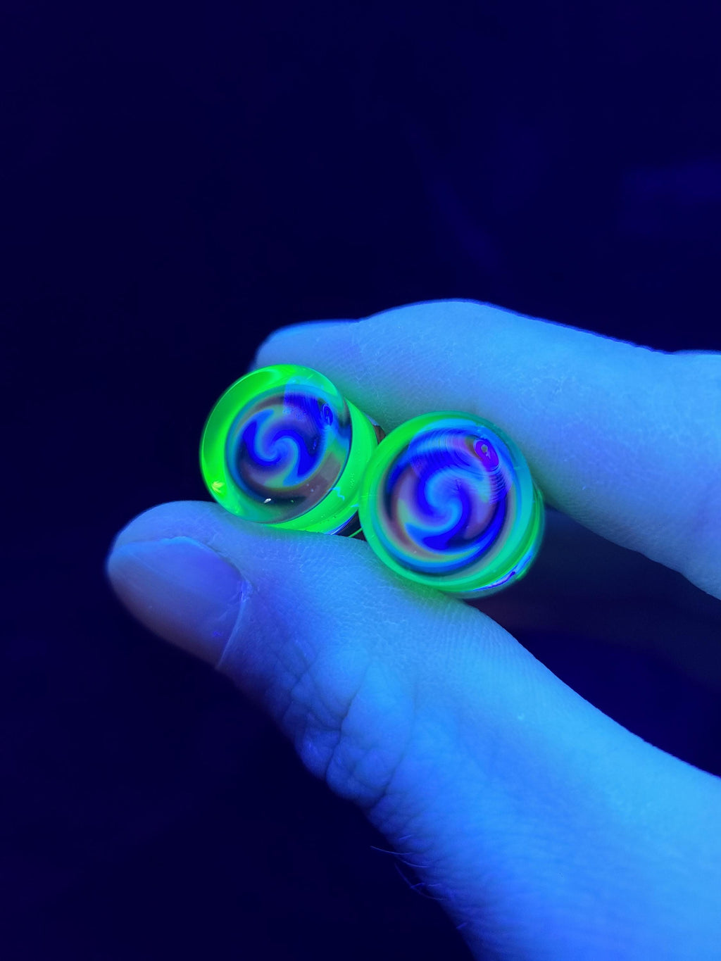 14.5mm Rainbow UV Wigwag Glass Plugs Ear Gauges