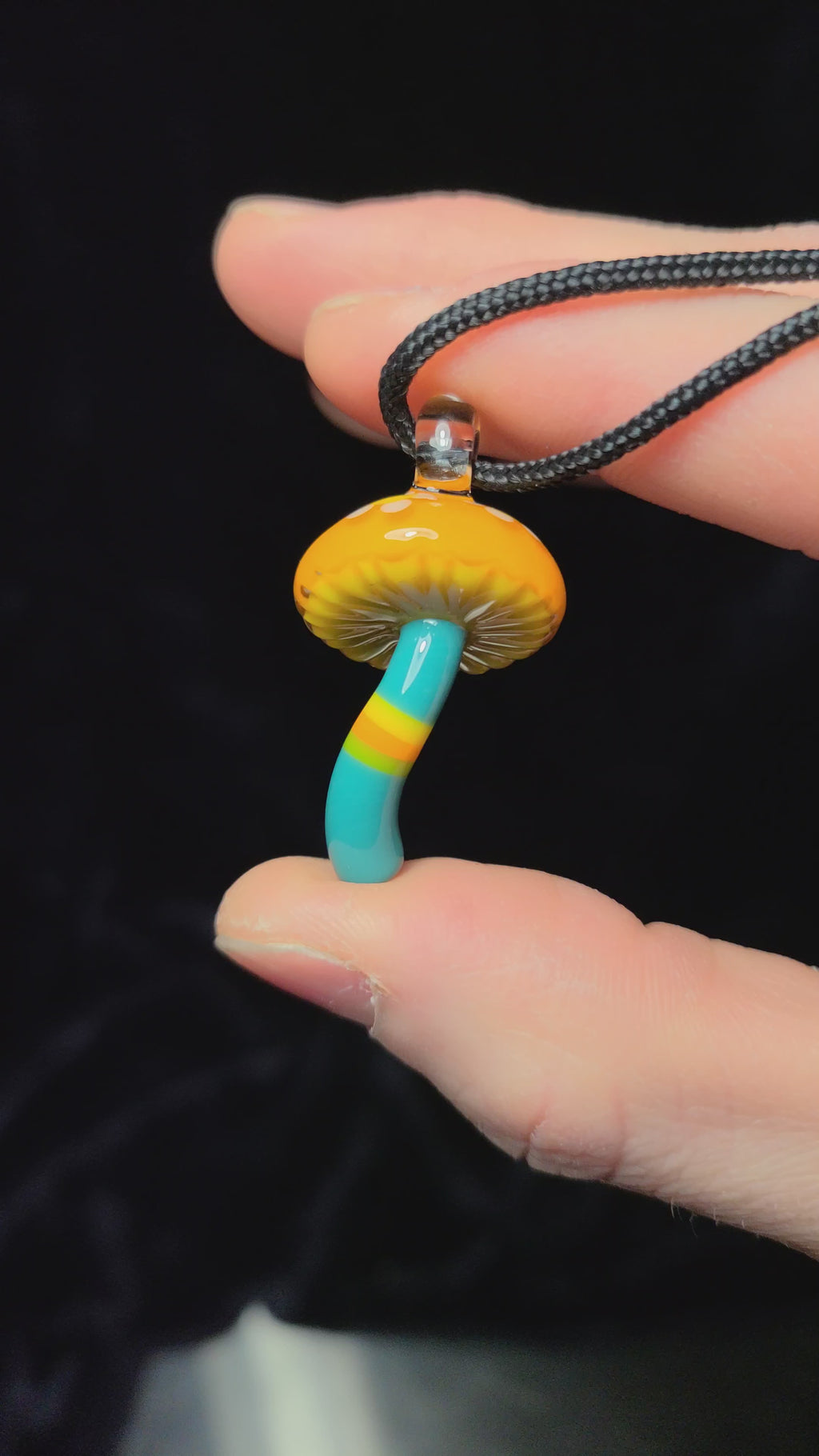 Floral Orange Mushroom Glass Pendant