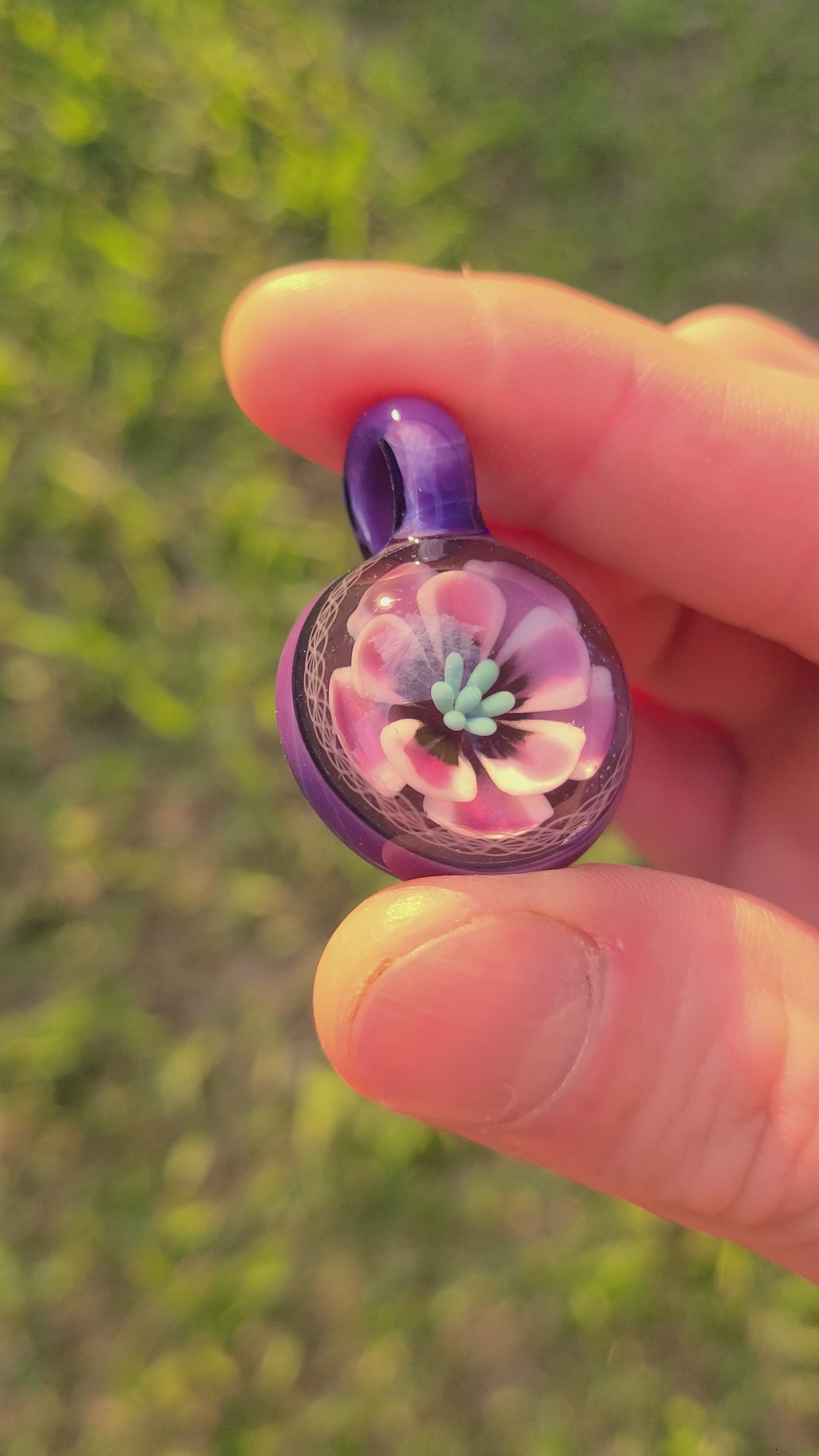 Floating Flower Glass Pendant