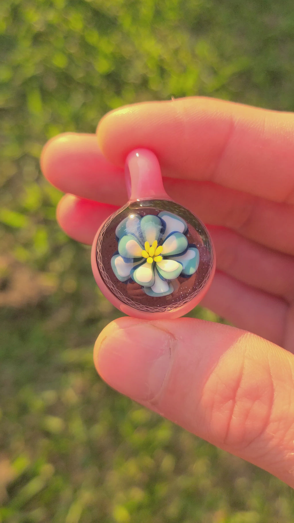 Floating Flower Glass Pendant