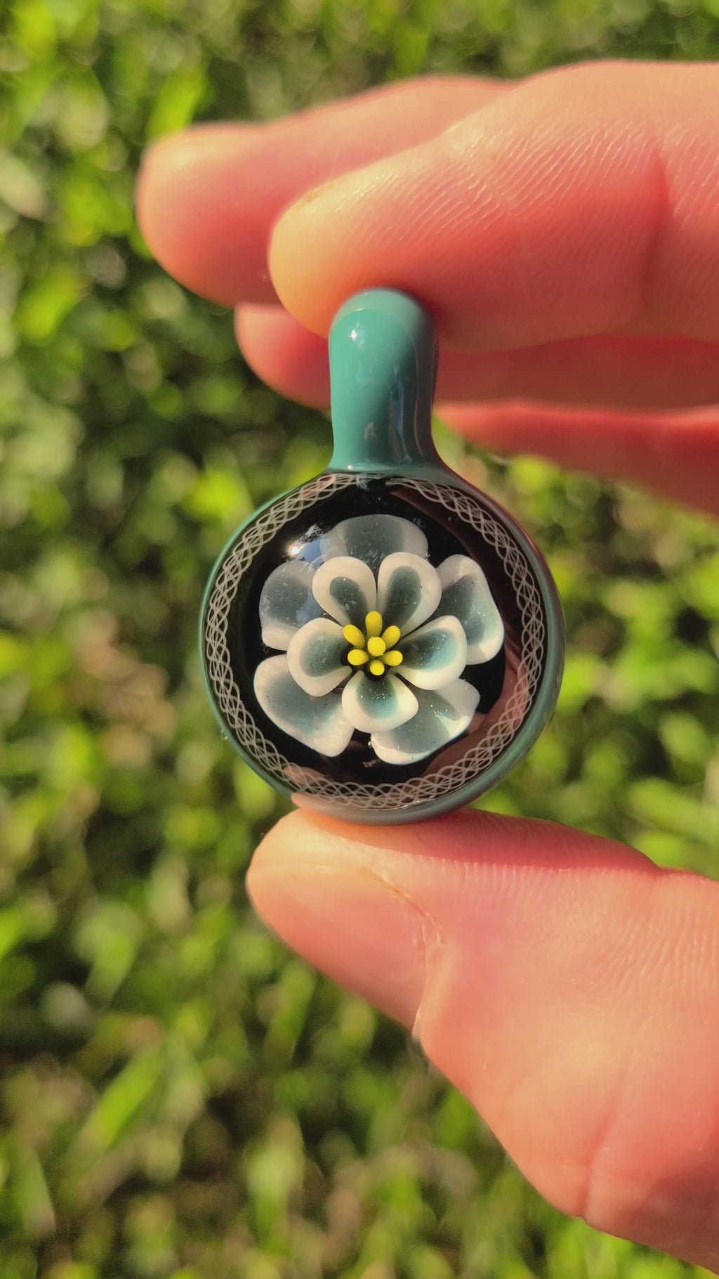 Floating Flower Glass Pendant