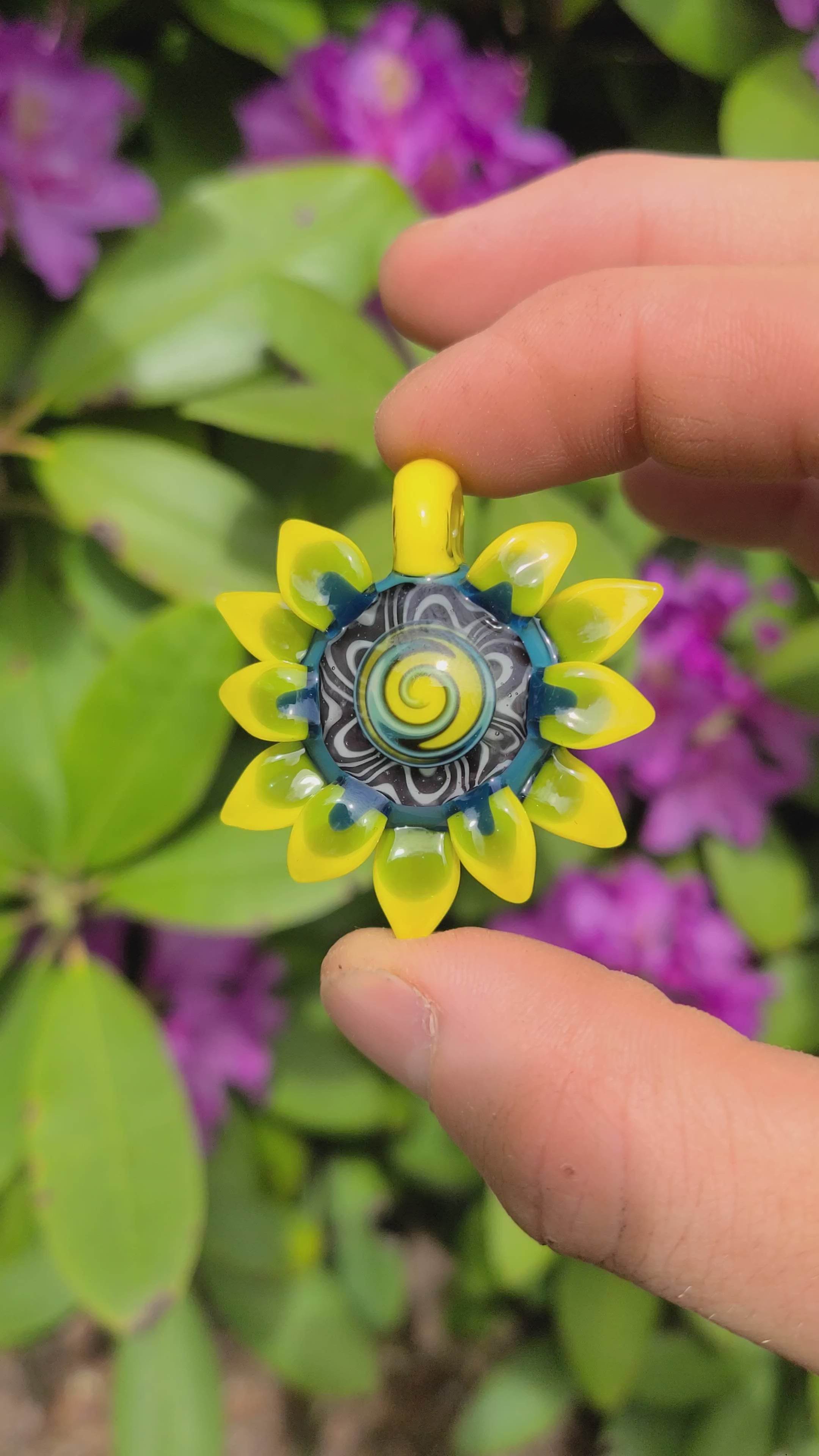 UV Flower Glass Pendant