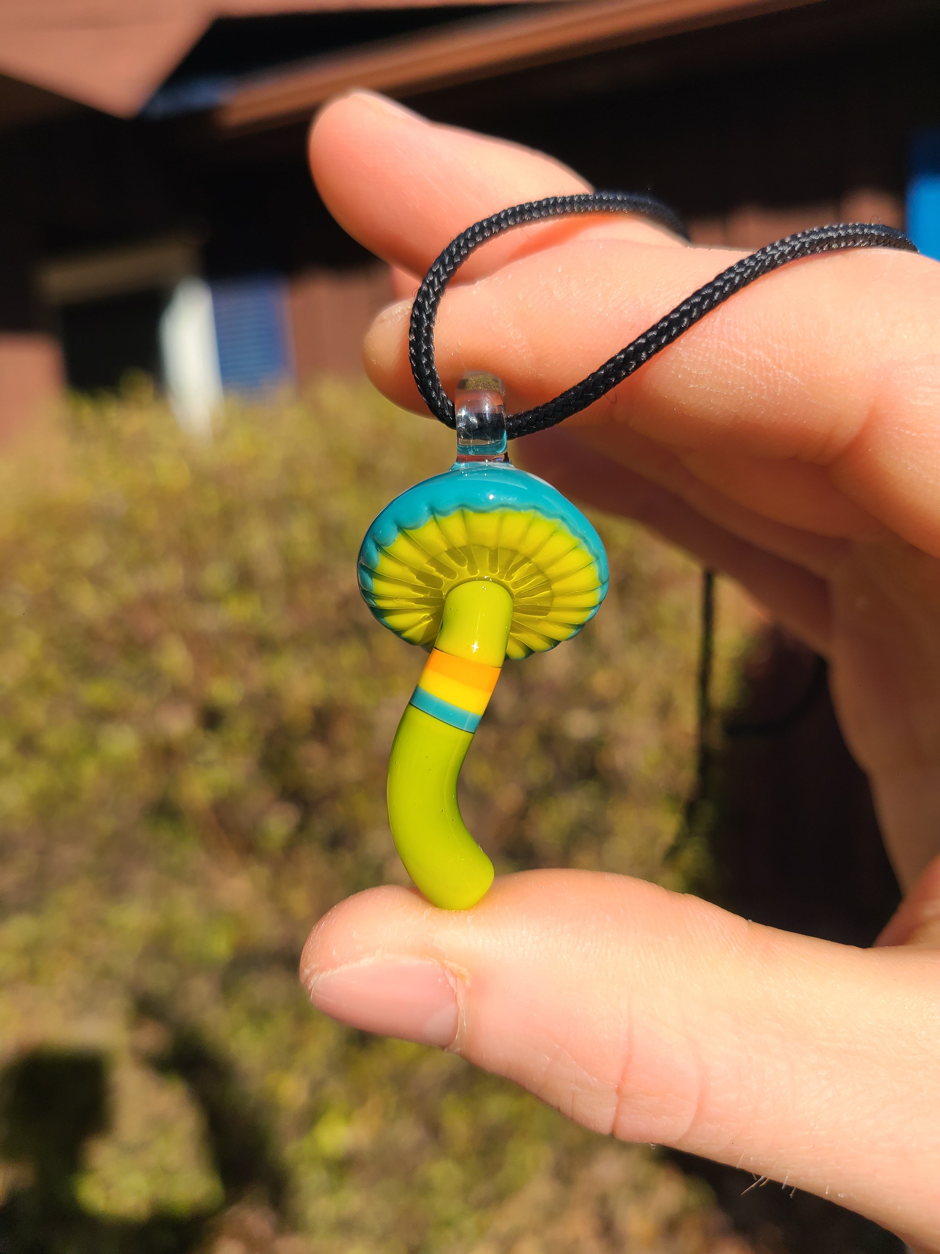 Floral Mushroom Glass Pendant