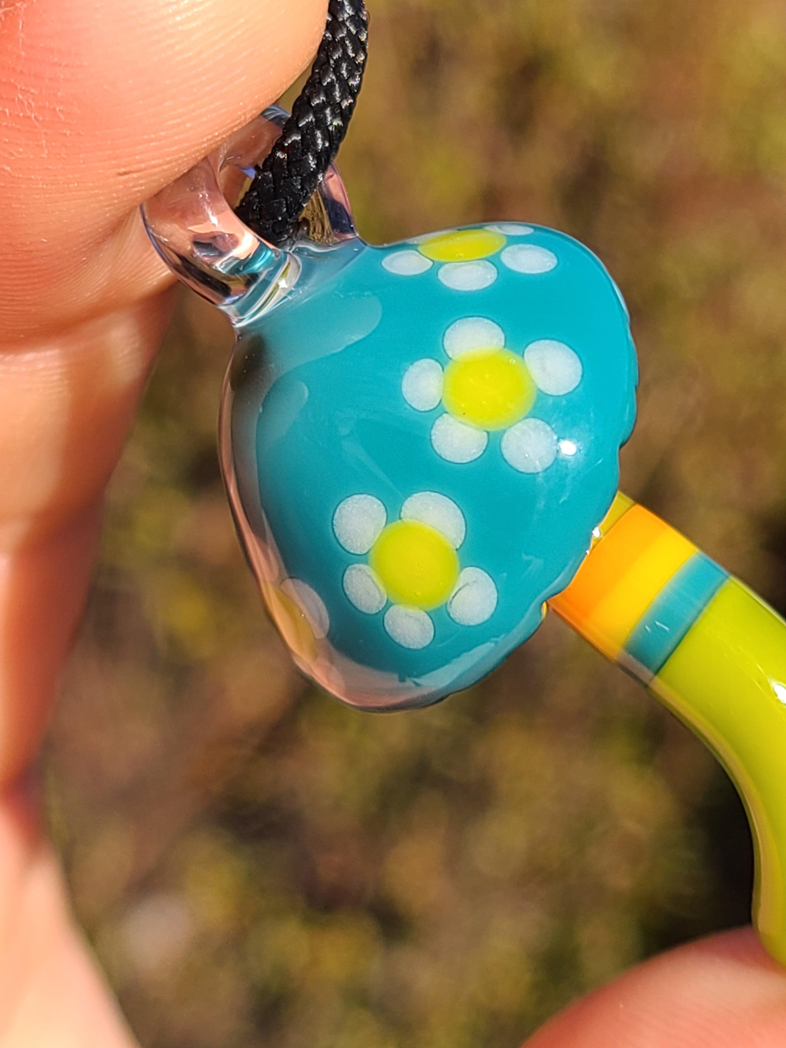 Floral Mushroom Glass Pendant