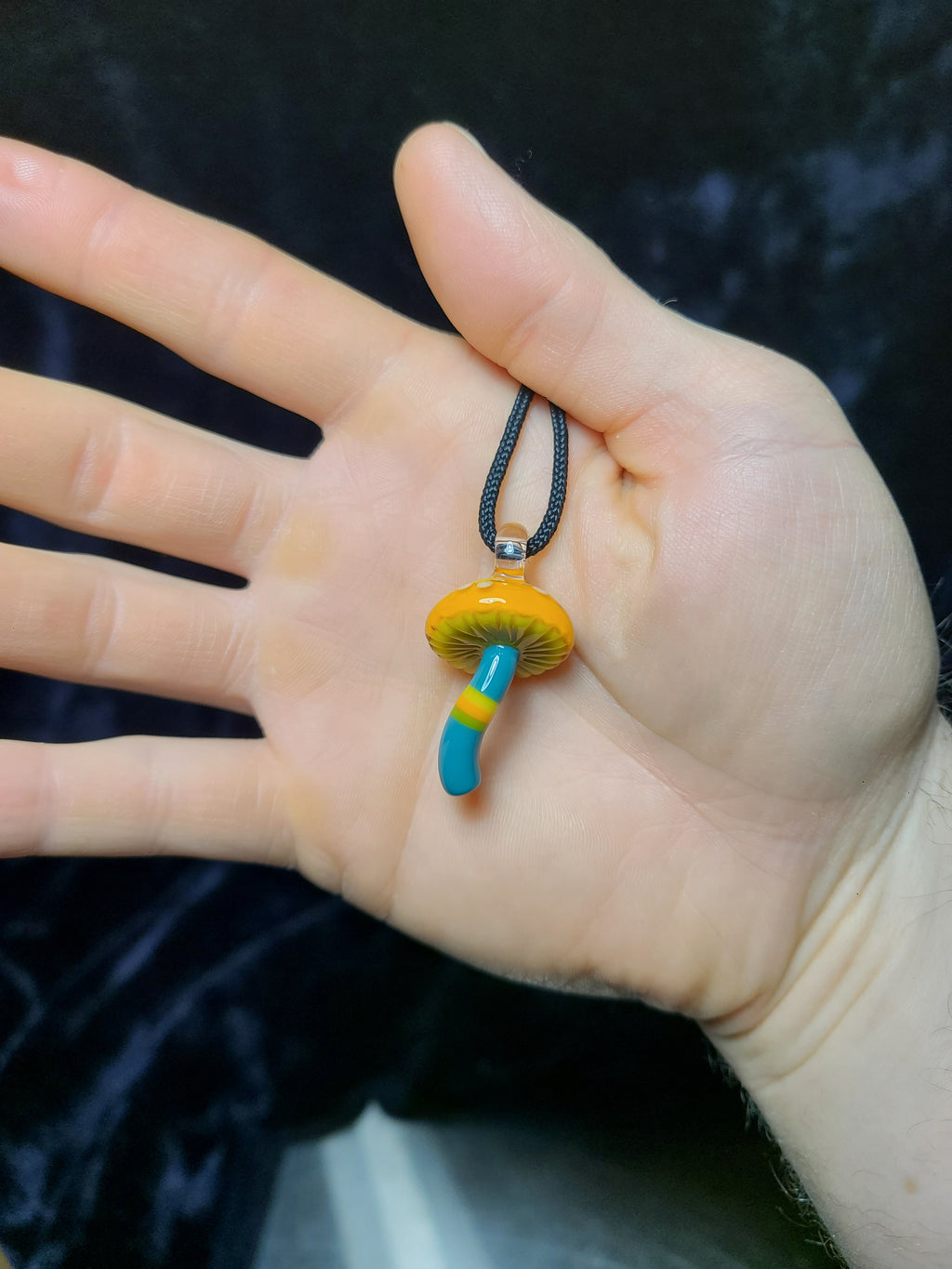 Floral Orange Mushroom Glass Pendant