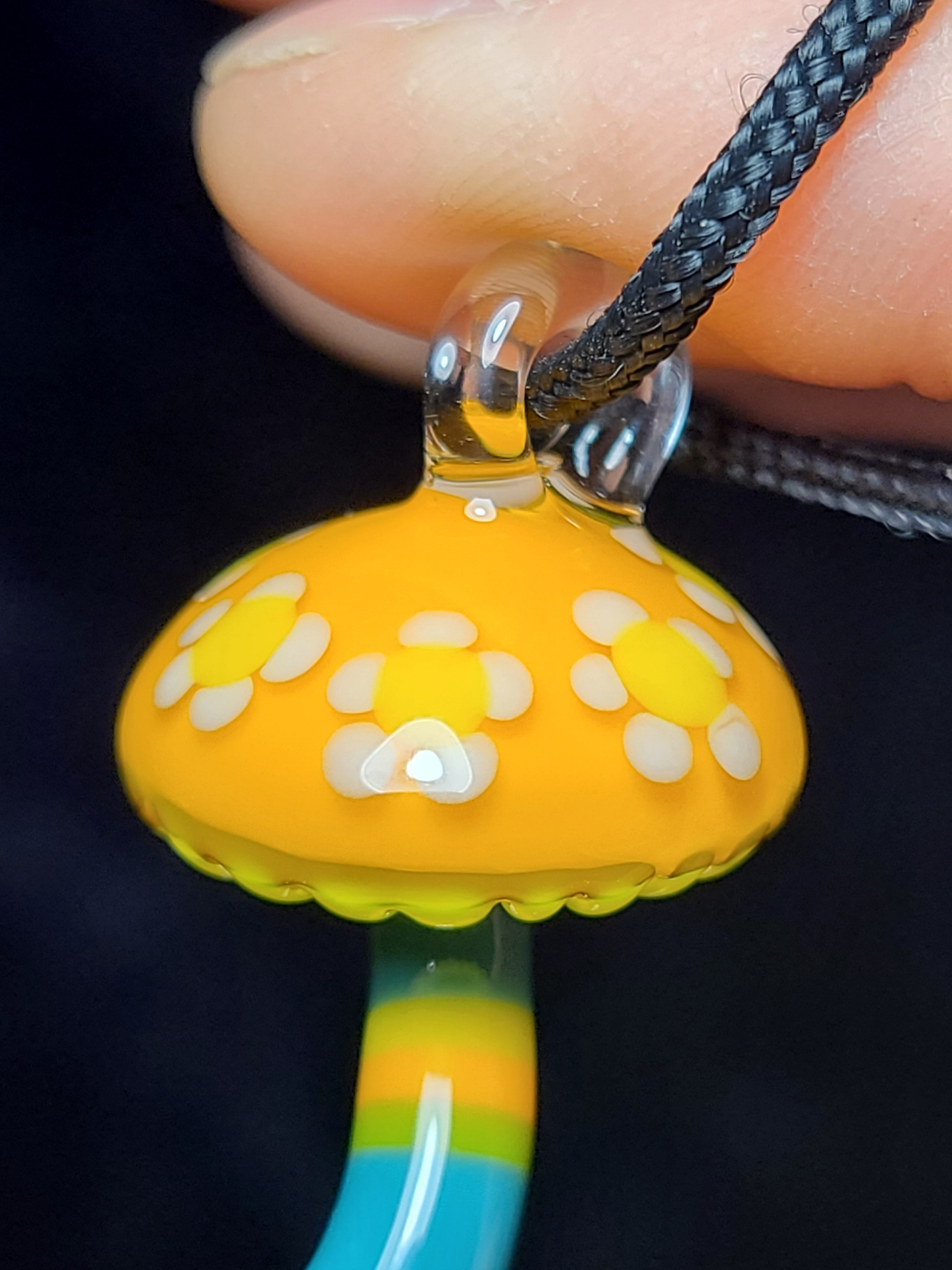 Floral Orange Mushroom Glass Pendant