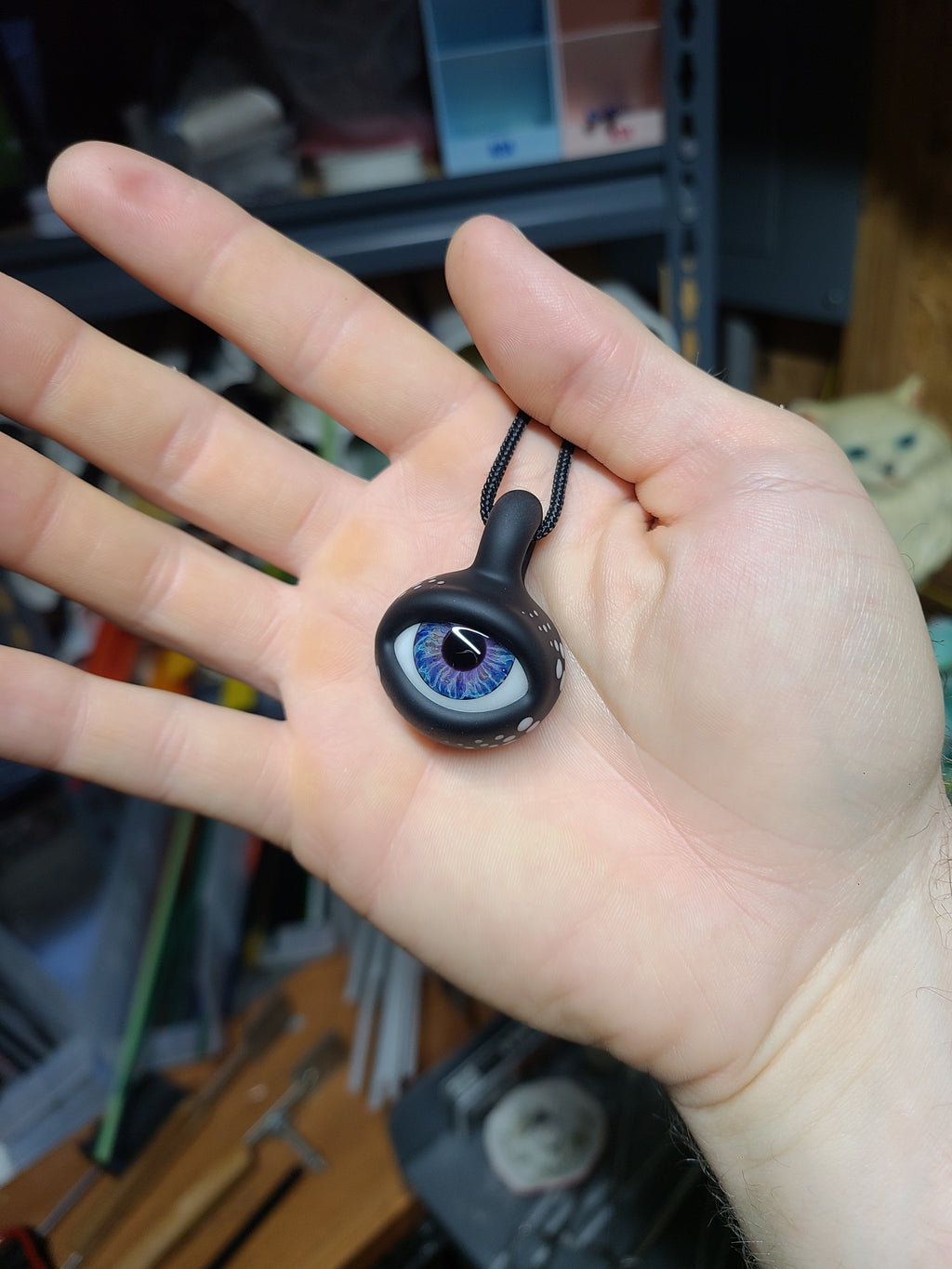 Matte Black Eye Glass Pendant