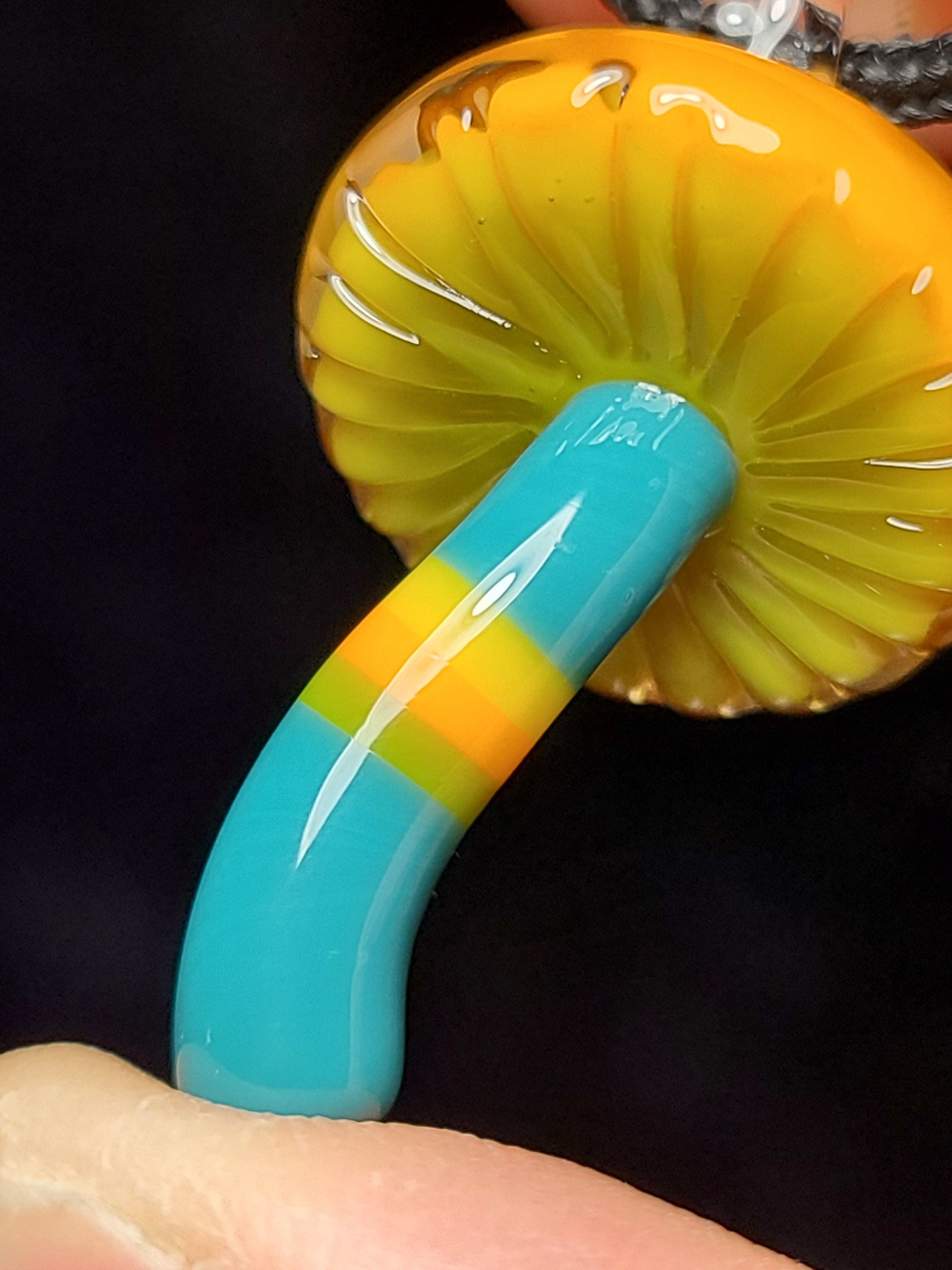 Floral Orange Mushroom Glass Pendant