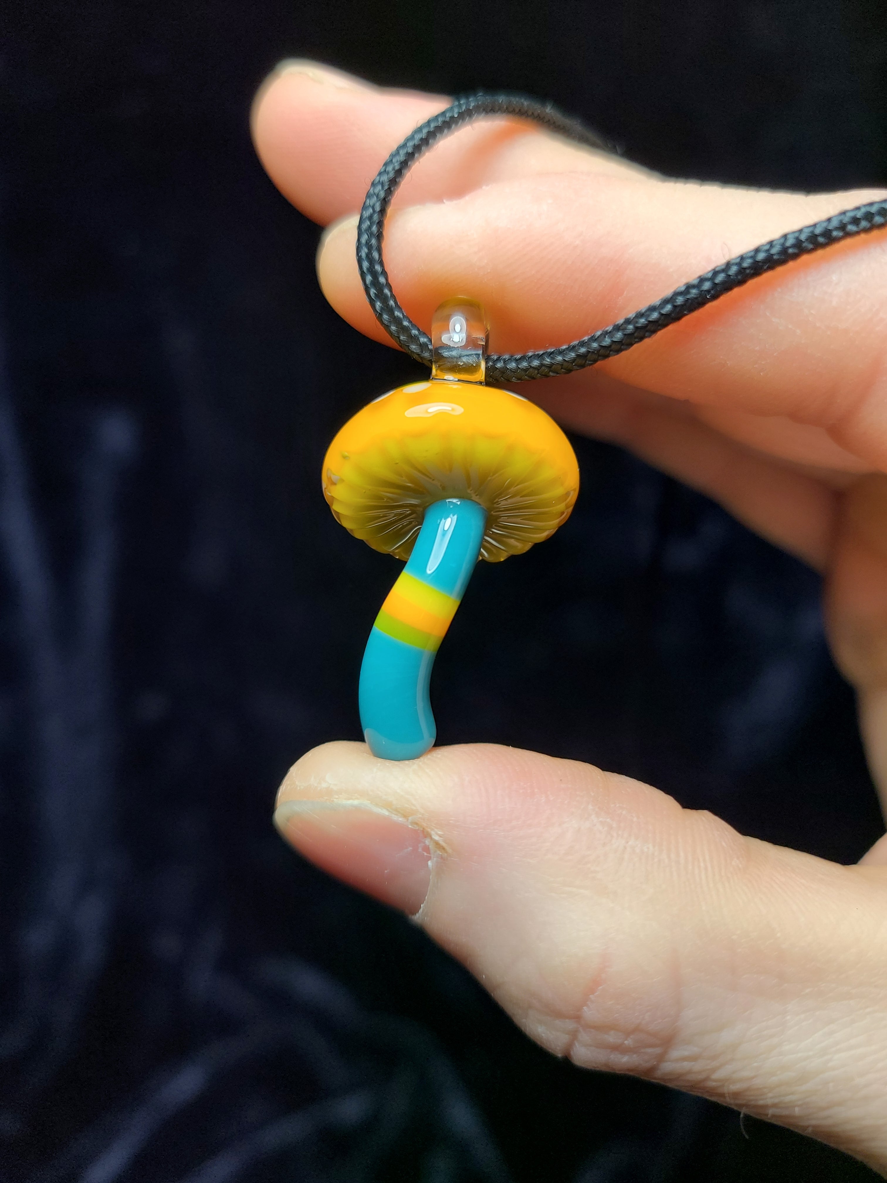 Floral Orange Mushroom Glass Pendant