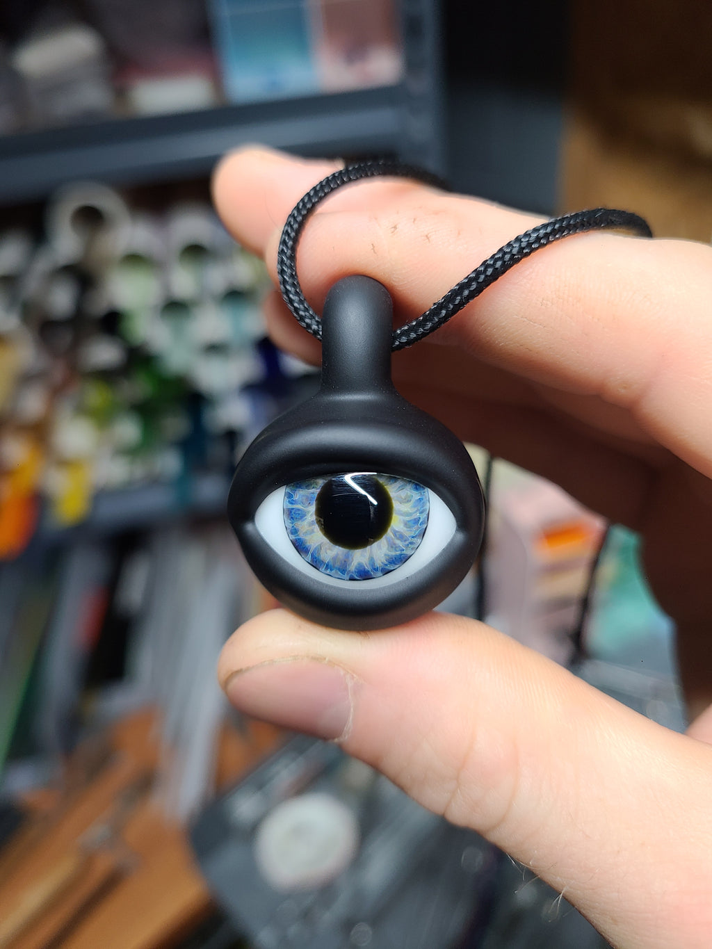 Matte Black Eye Glass Pendant