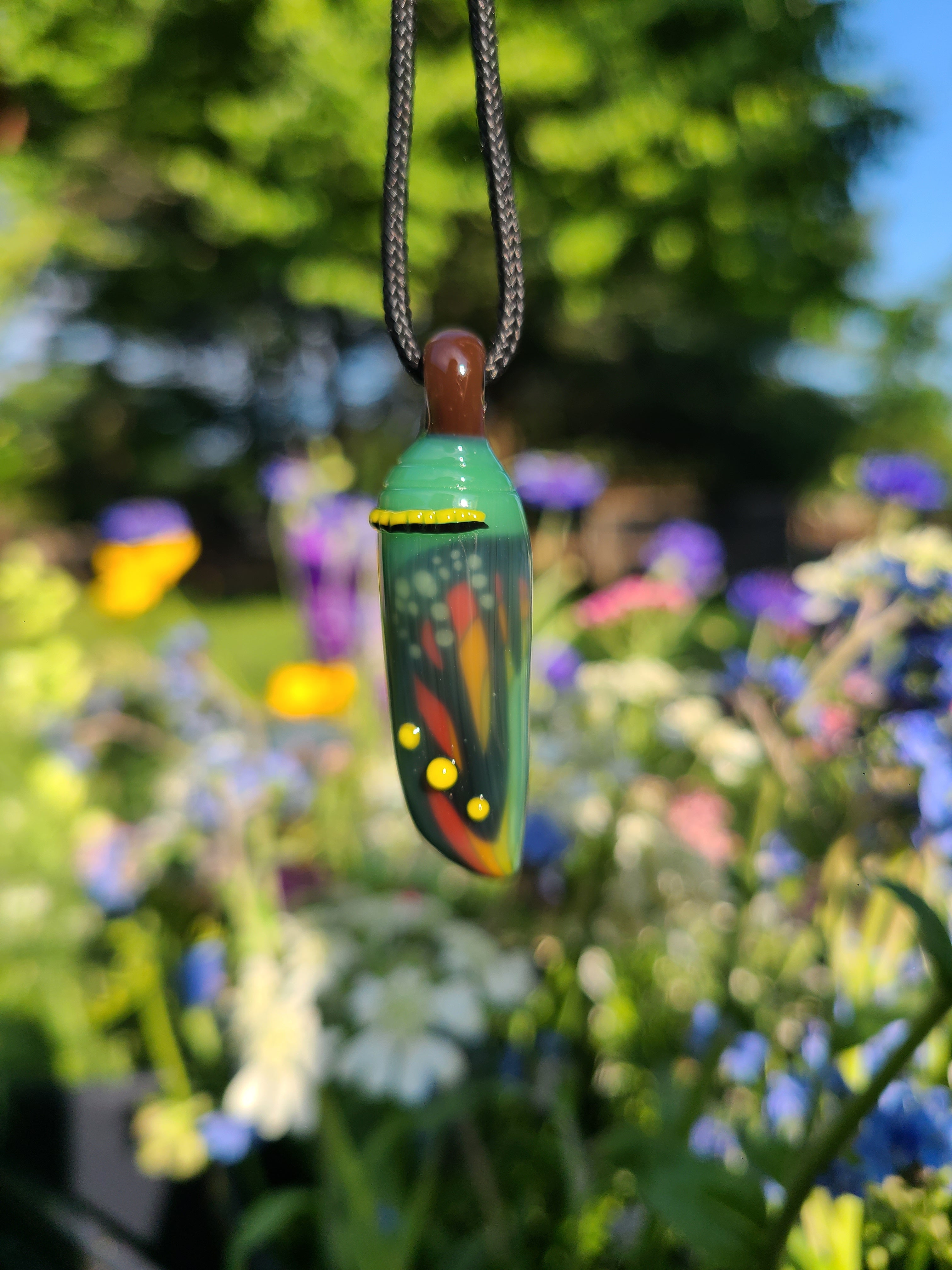 Rainbow Monarch Chrysalis Glass Pendant *Made to Order*