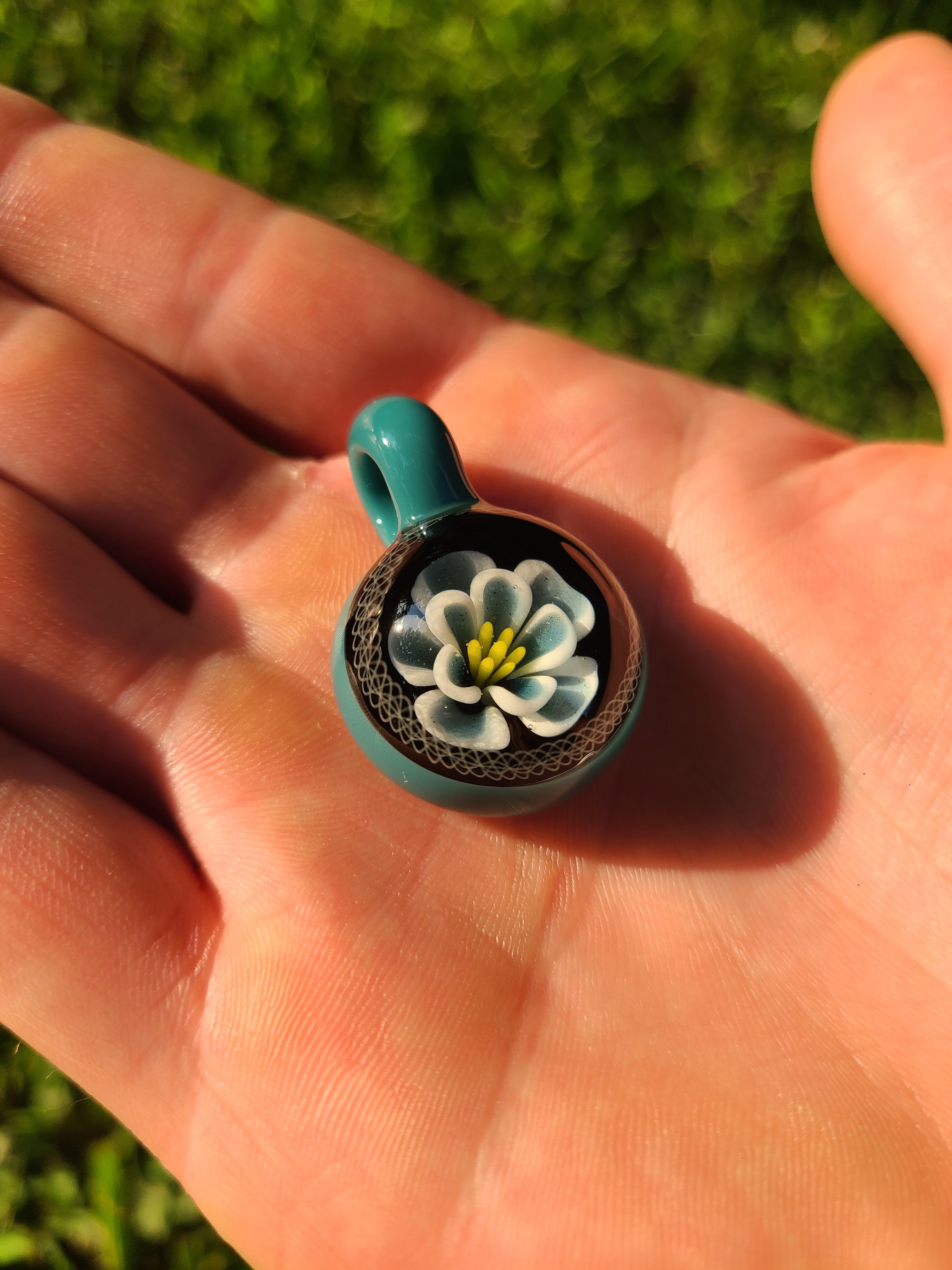 Floating Flower Glass Pendant