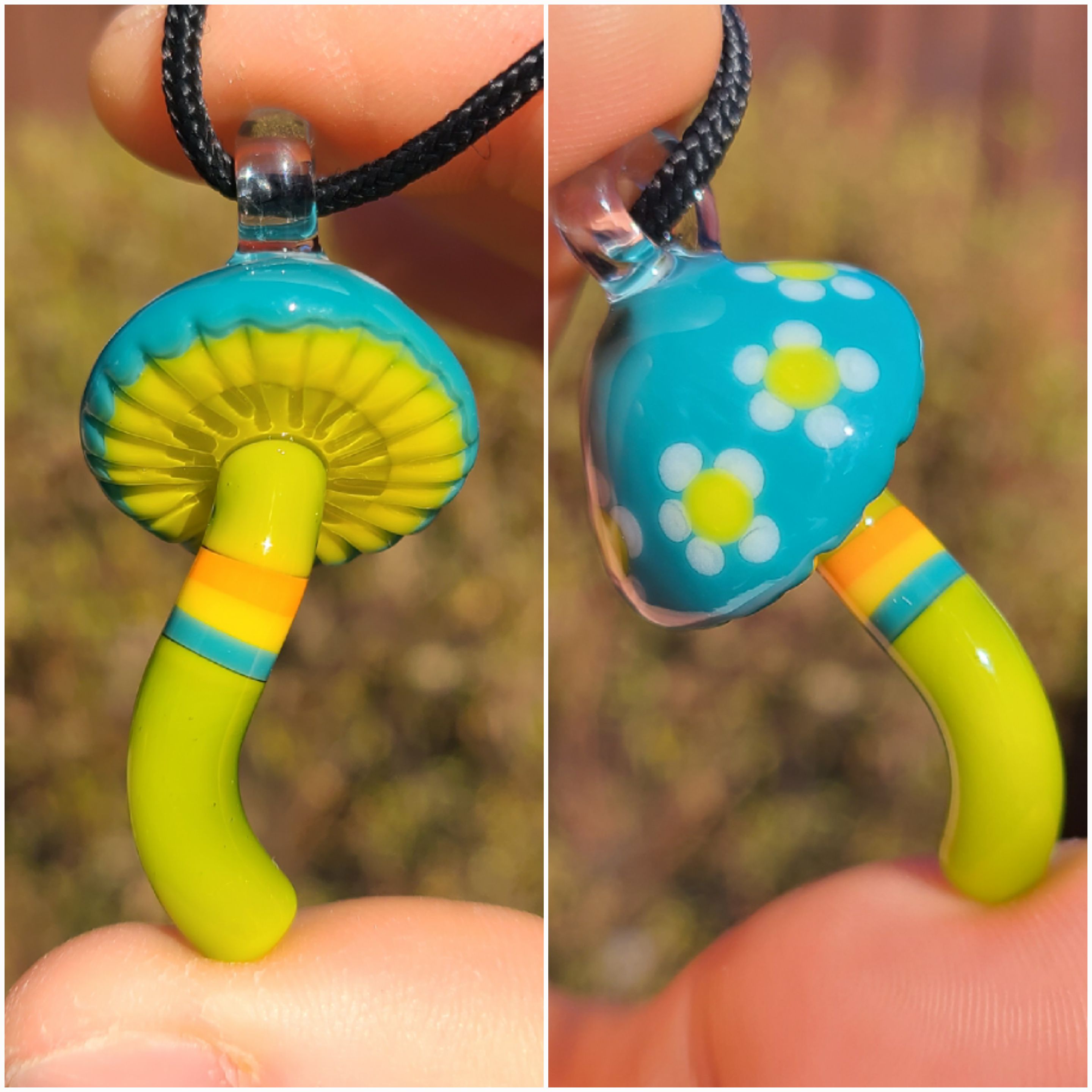 Floral Mushroom Glass Pendant