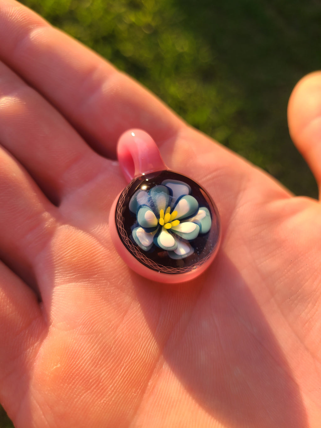 Floating Flower Glass Pendant