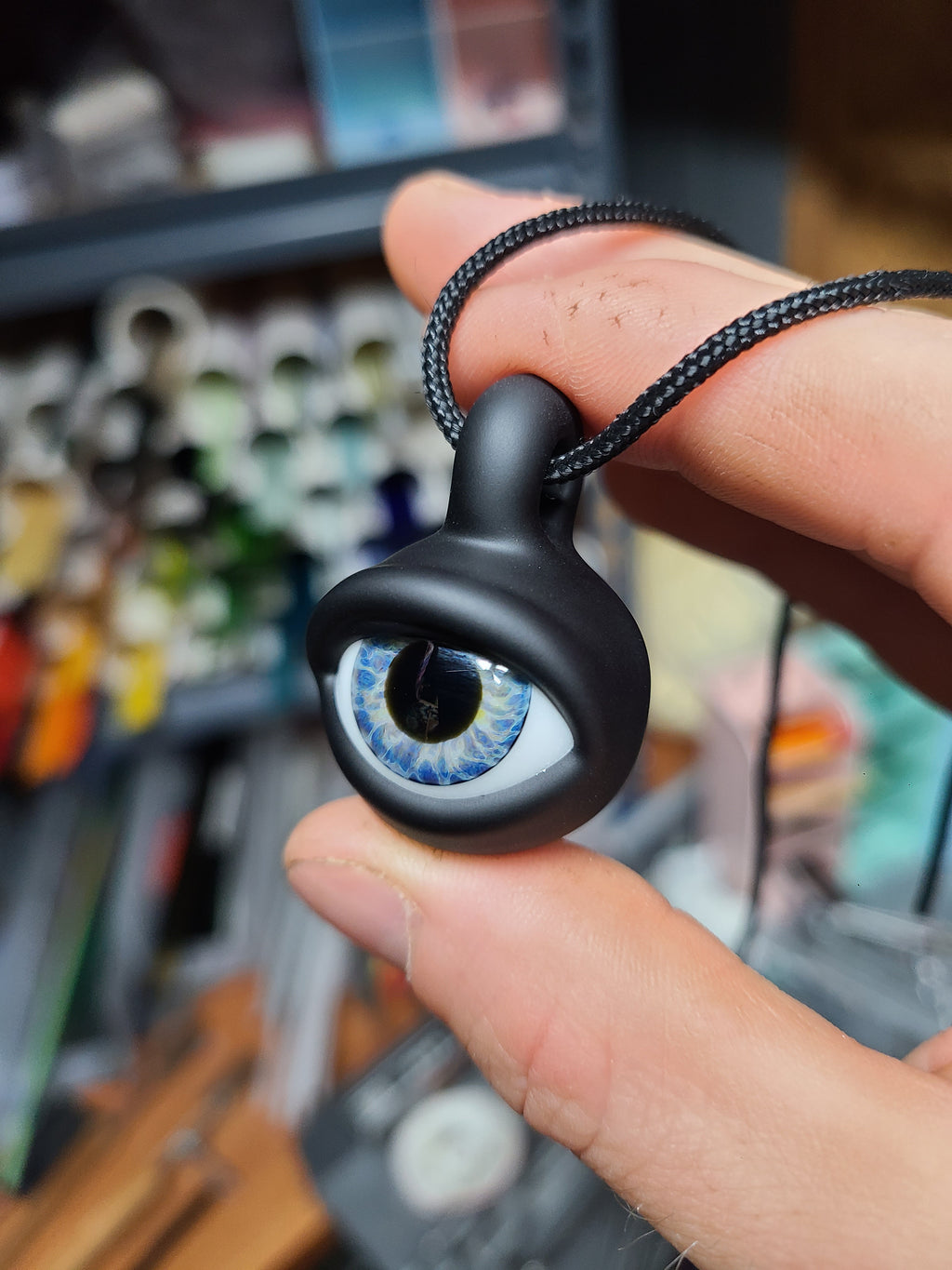 Matte Black Eye Glass Pendant