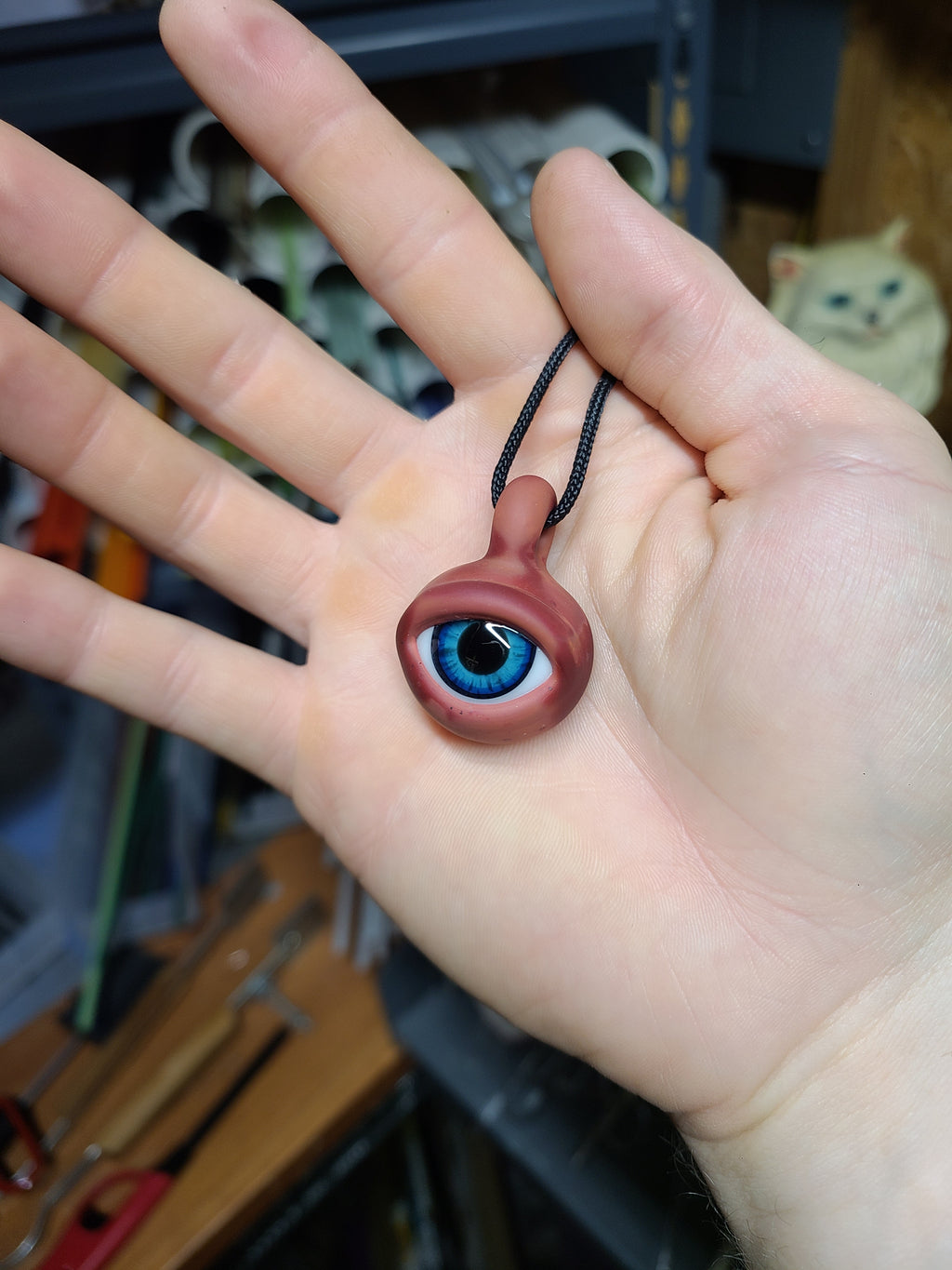 Matte Rust Eye Glass Pendant