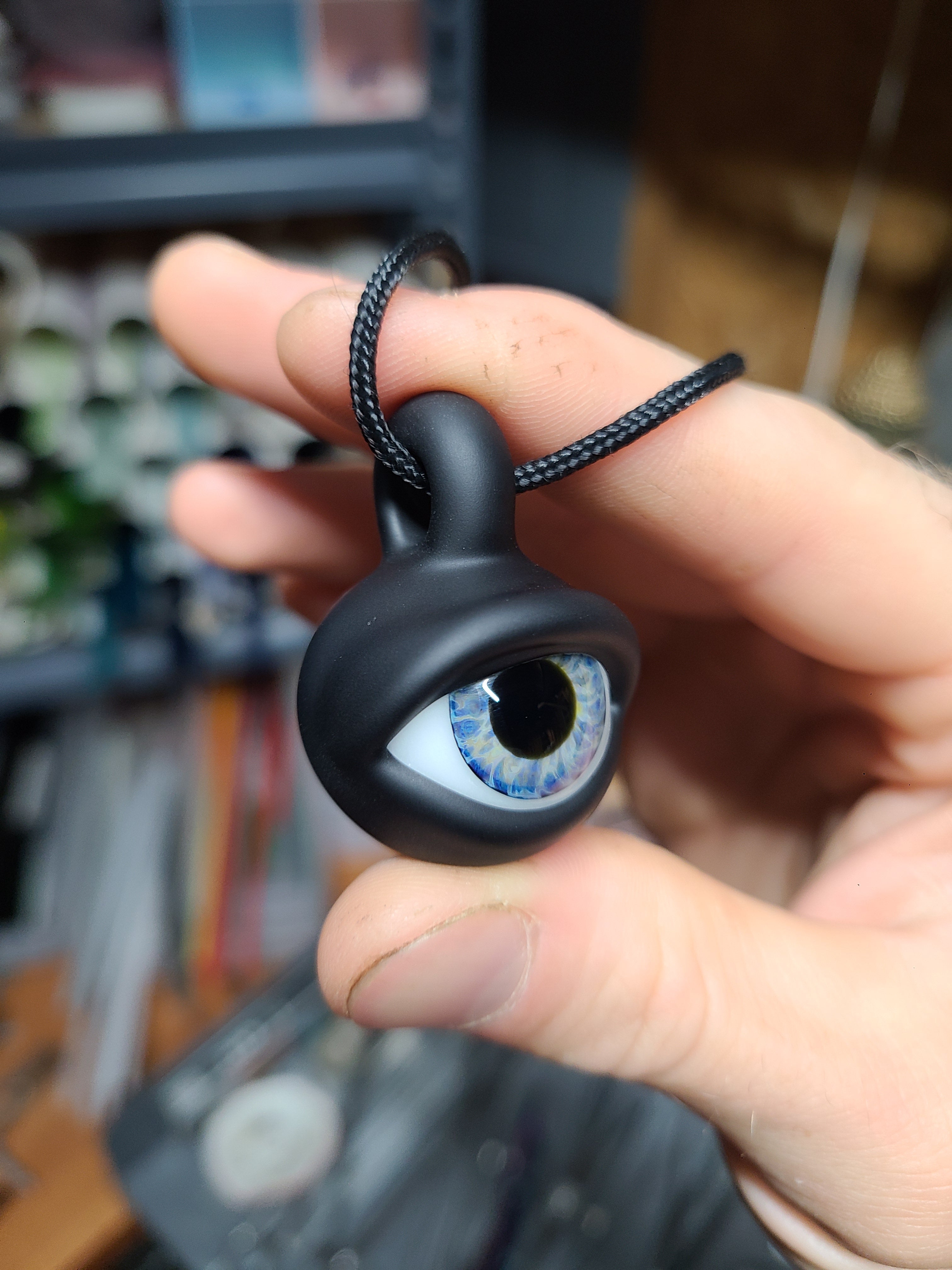 Matte Black Eye Glass Pendant
