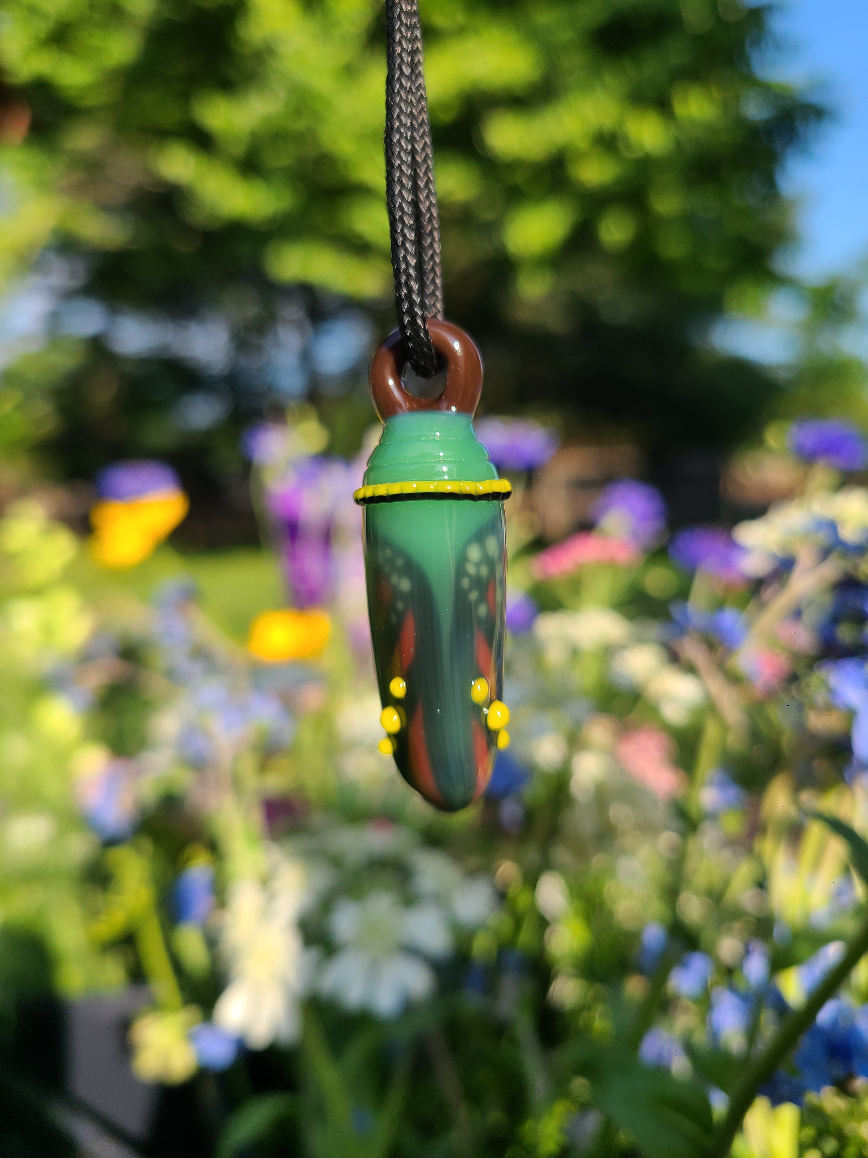Rainbow Monarch Chrysalis Glass Pendant *Made to Order*