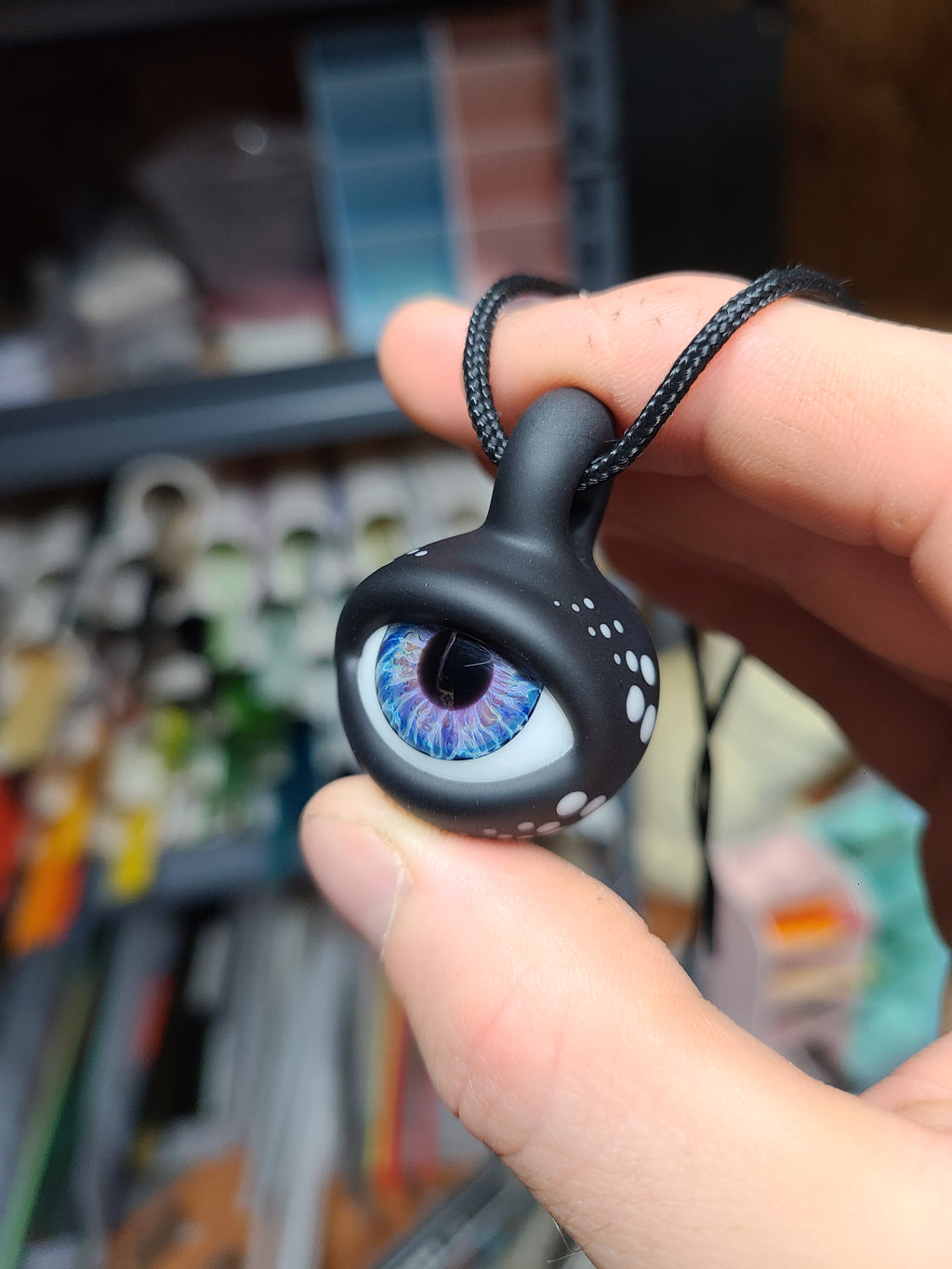 Matte Black Eye Glass Pendant