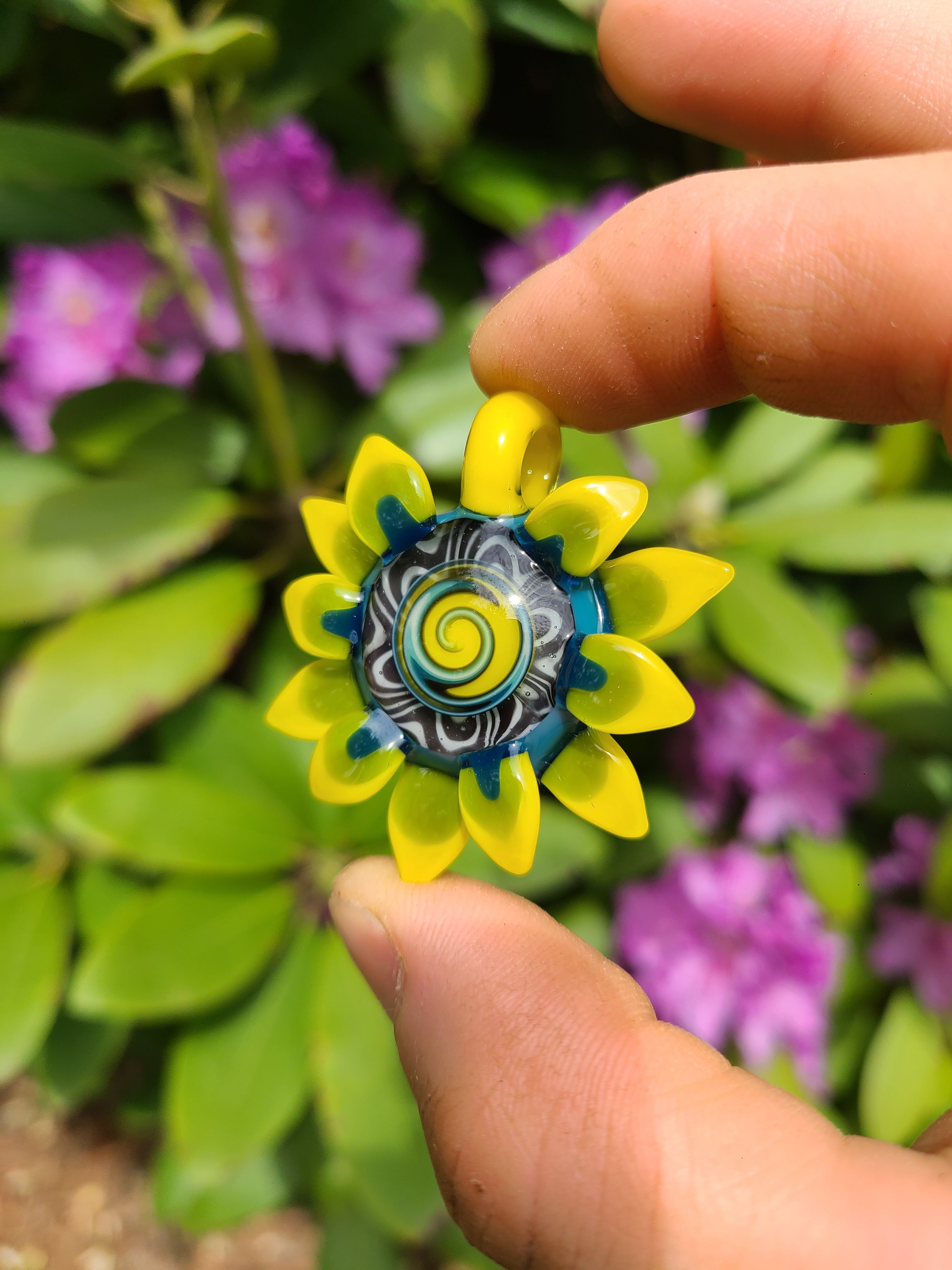 UV Flower Glass Pendant