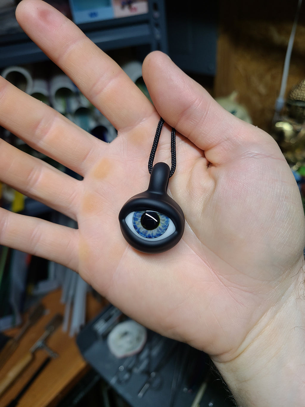 Matte Black Eye Glass Pendant