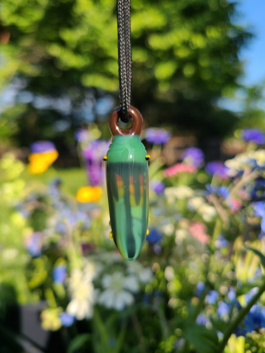 Rainbow Monarch Chrysalis Glass Pendant *Made to Order*