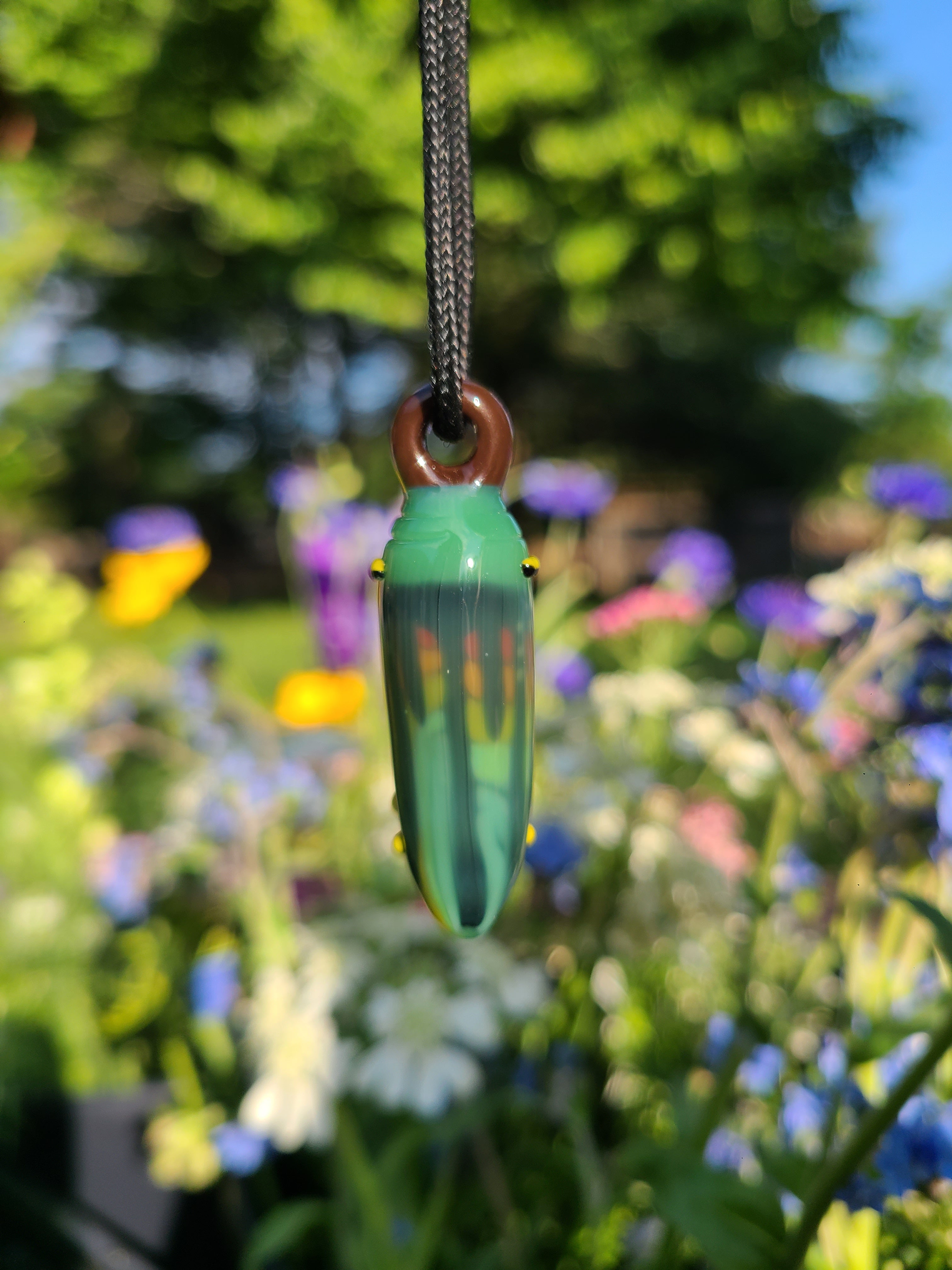 Rainbow Monarch Chrysalis Glass Pendant *Made to Order*
