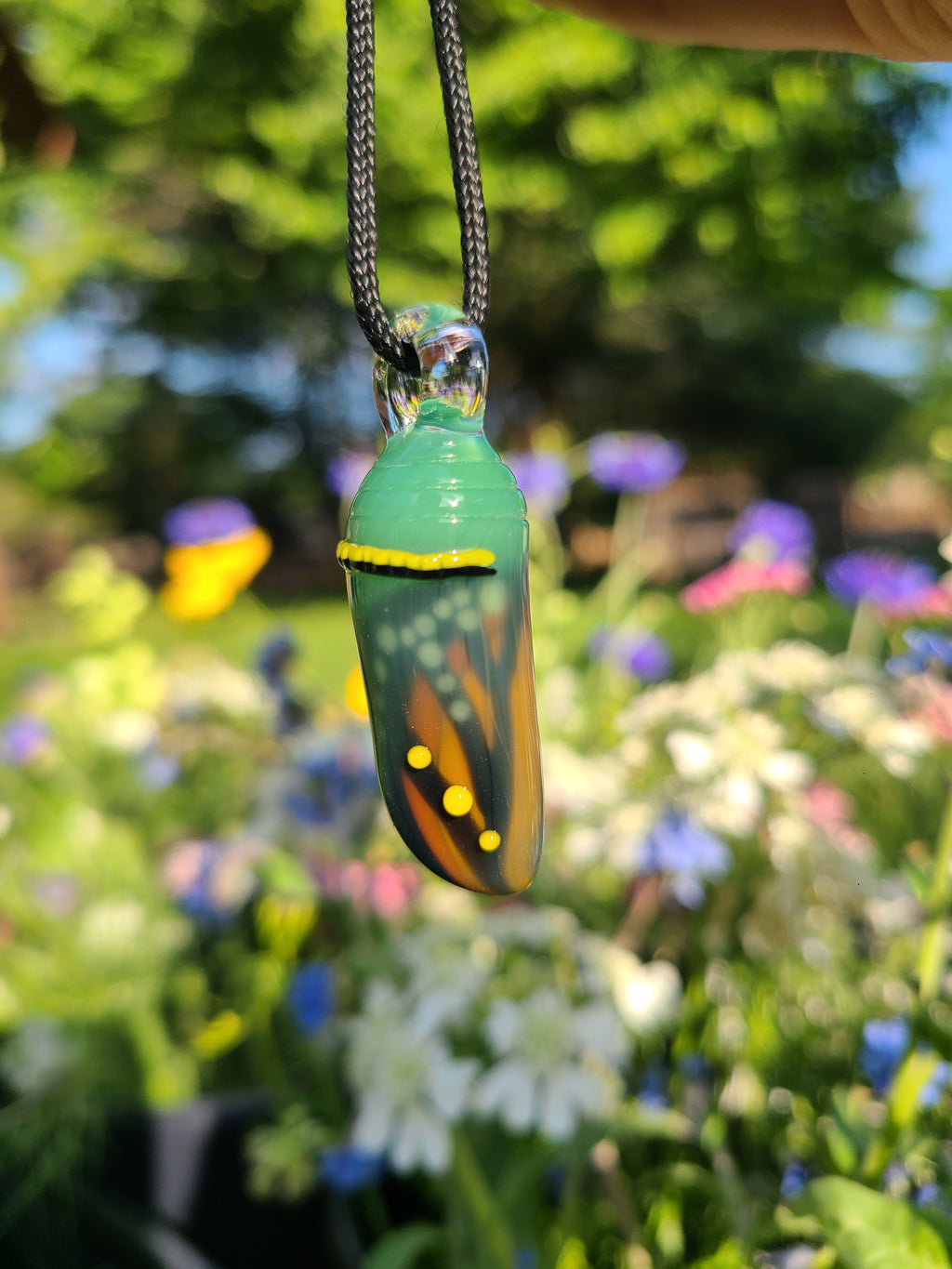 Monarch Butterfly Chrysalis Glass Pendant *Made to Order*