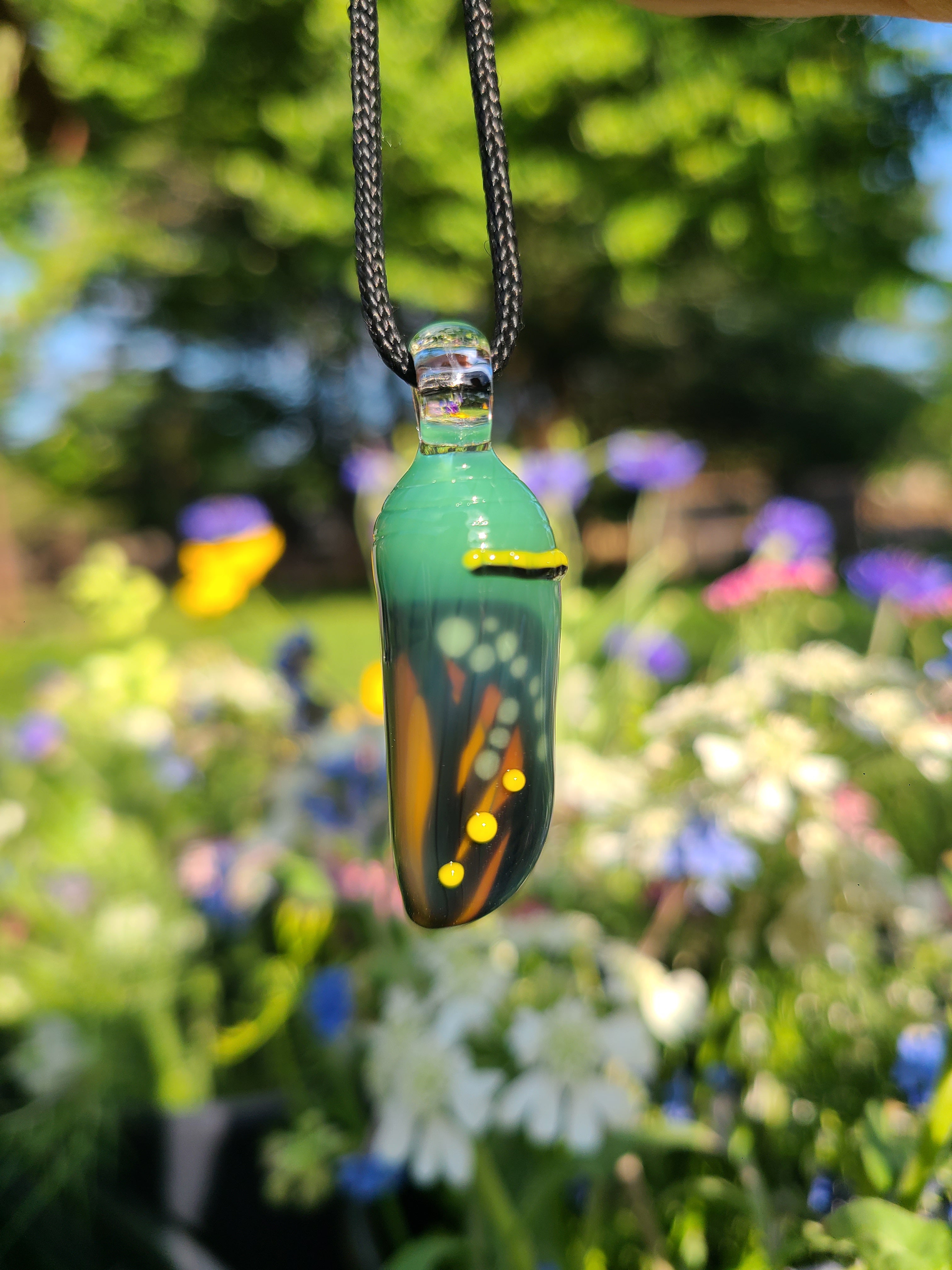 Monarch Butterfly Chrysalis Glass Pendant *Made to Order*