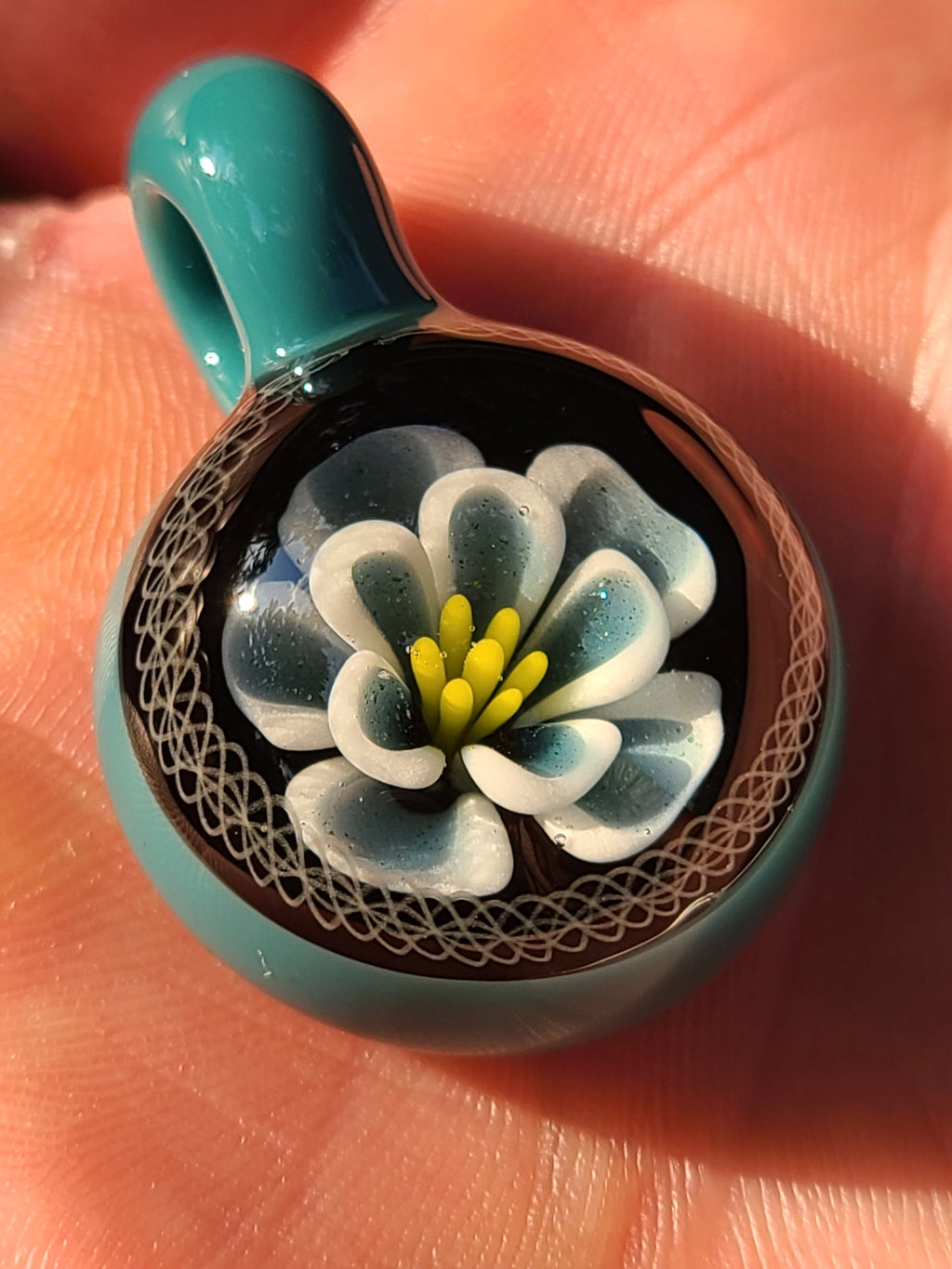 Floating Flower Glass Pendant