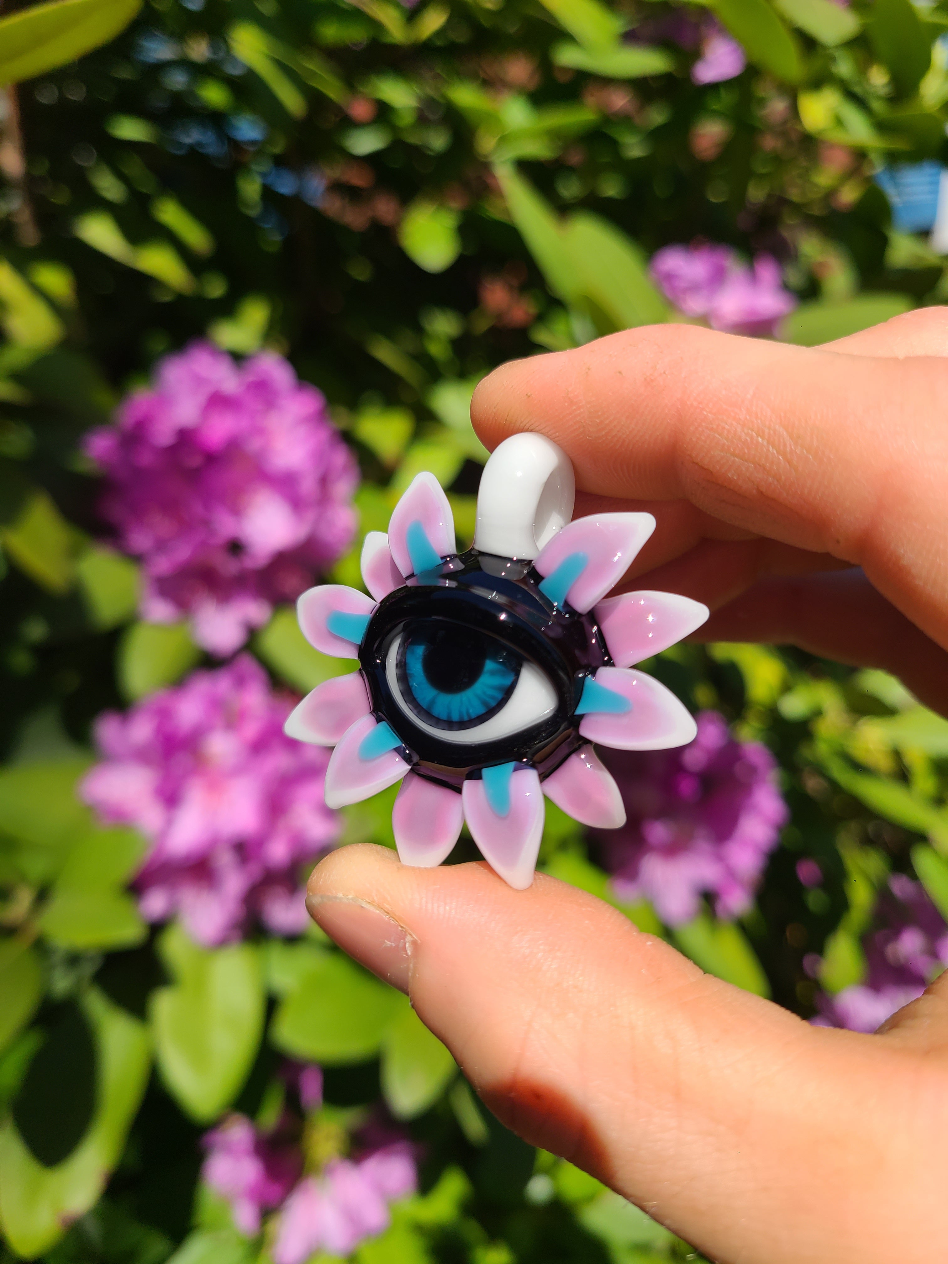 Eye Flower Glass Pendant