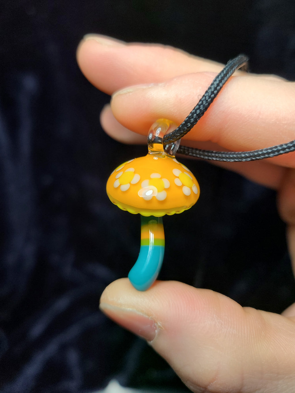 Floral Orange Mushroom Glass Pendant
