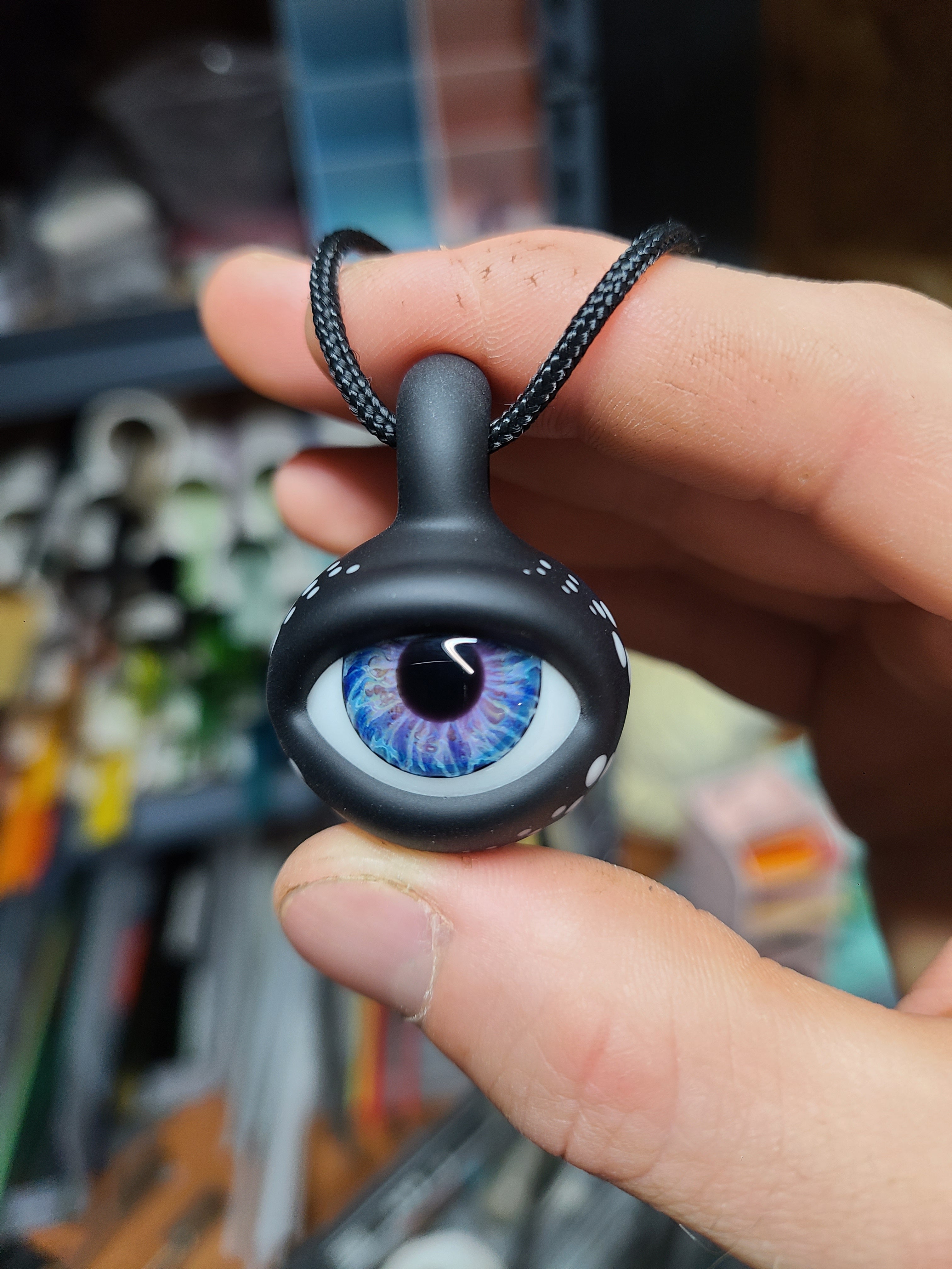 Matte Black Eye Glass Pendant