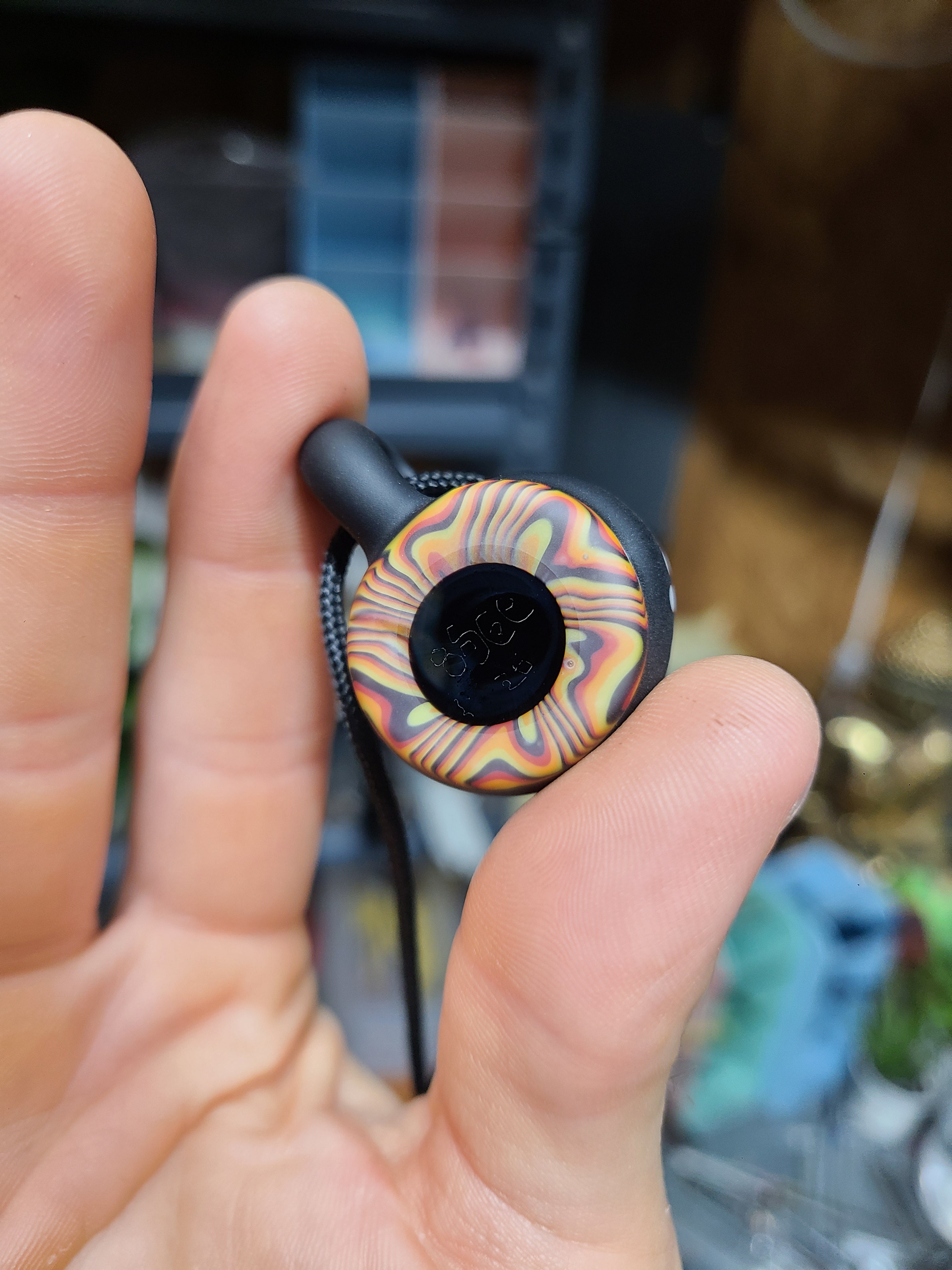 Matte Black Eye Glass Pendant
