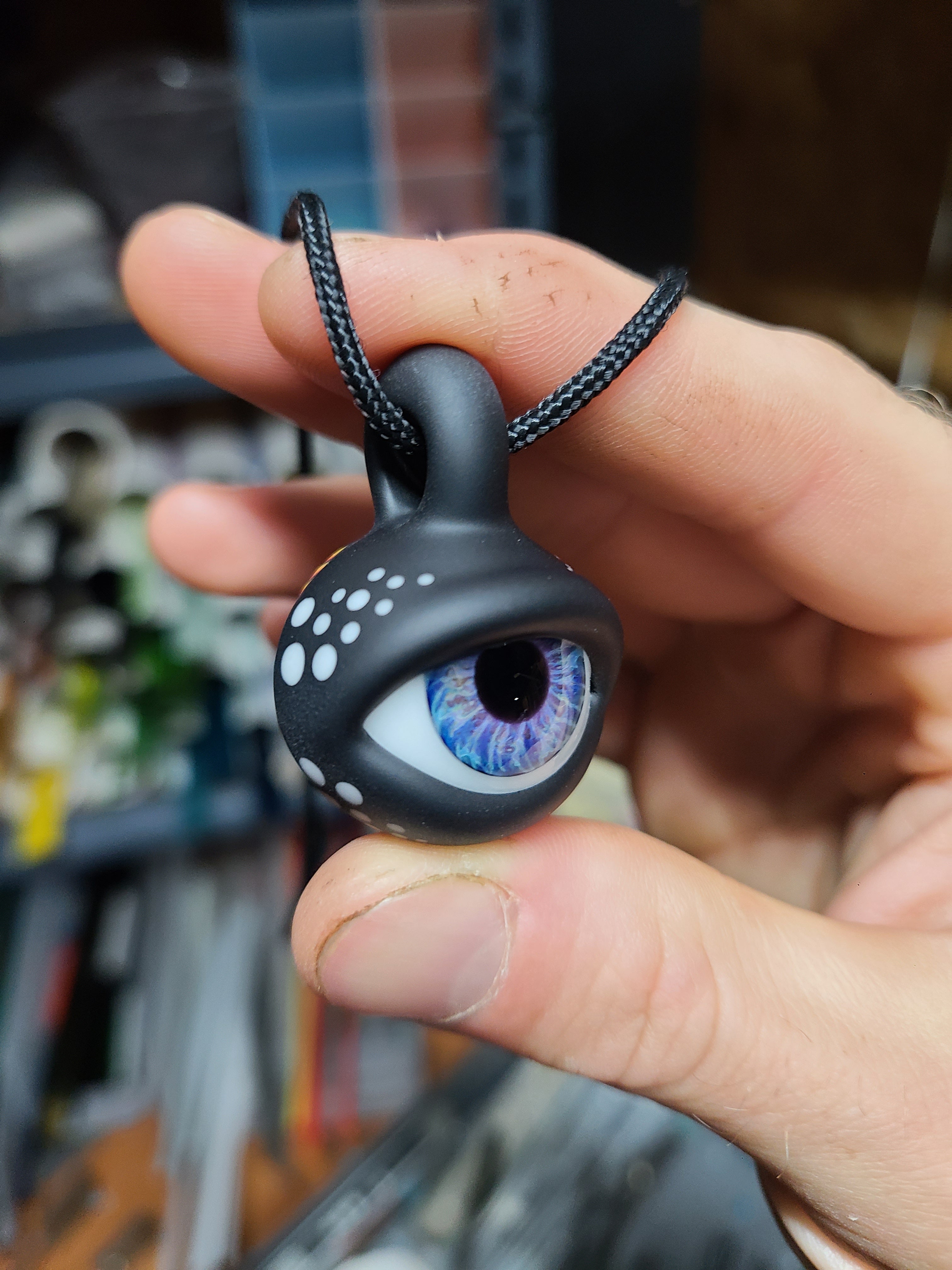 Matte Black Eye Glass Pendant