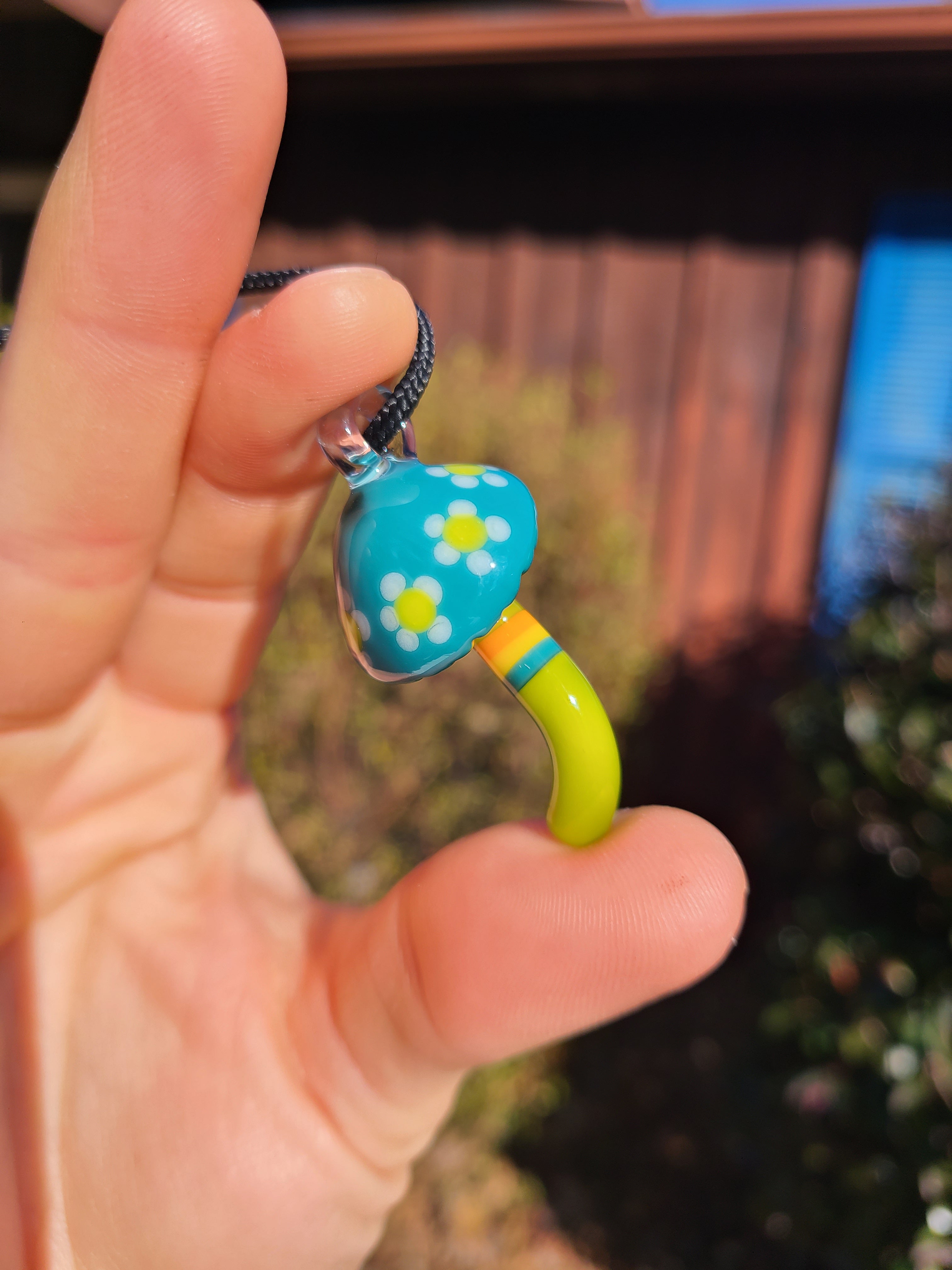 Floral Mushroom Glass Pendant