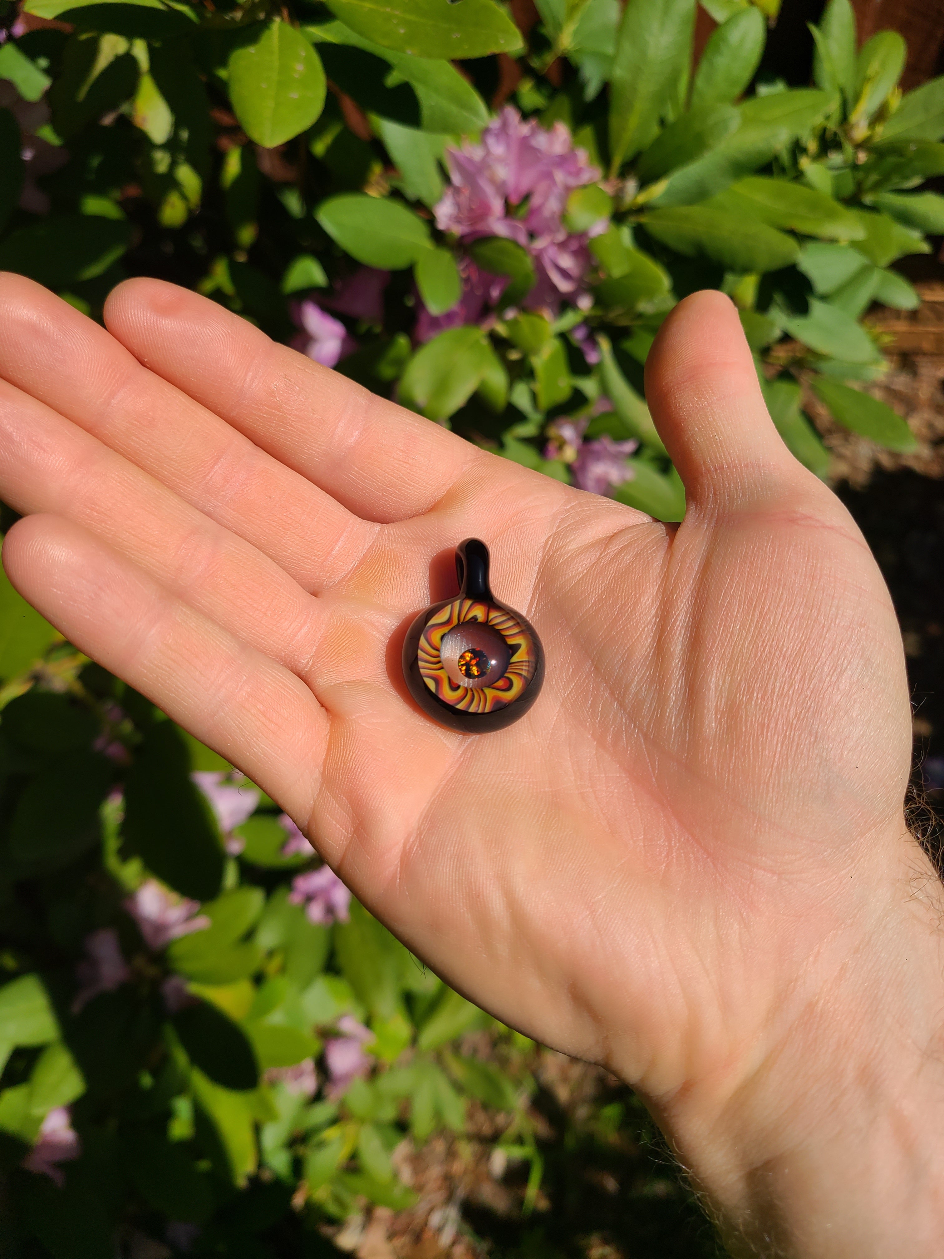 Black Red Opal Lens Portal Glass Pendant