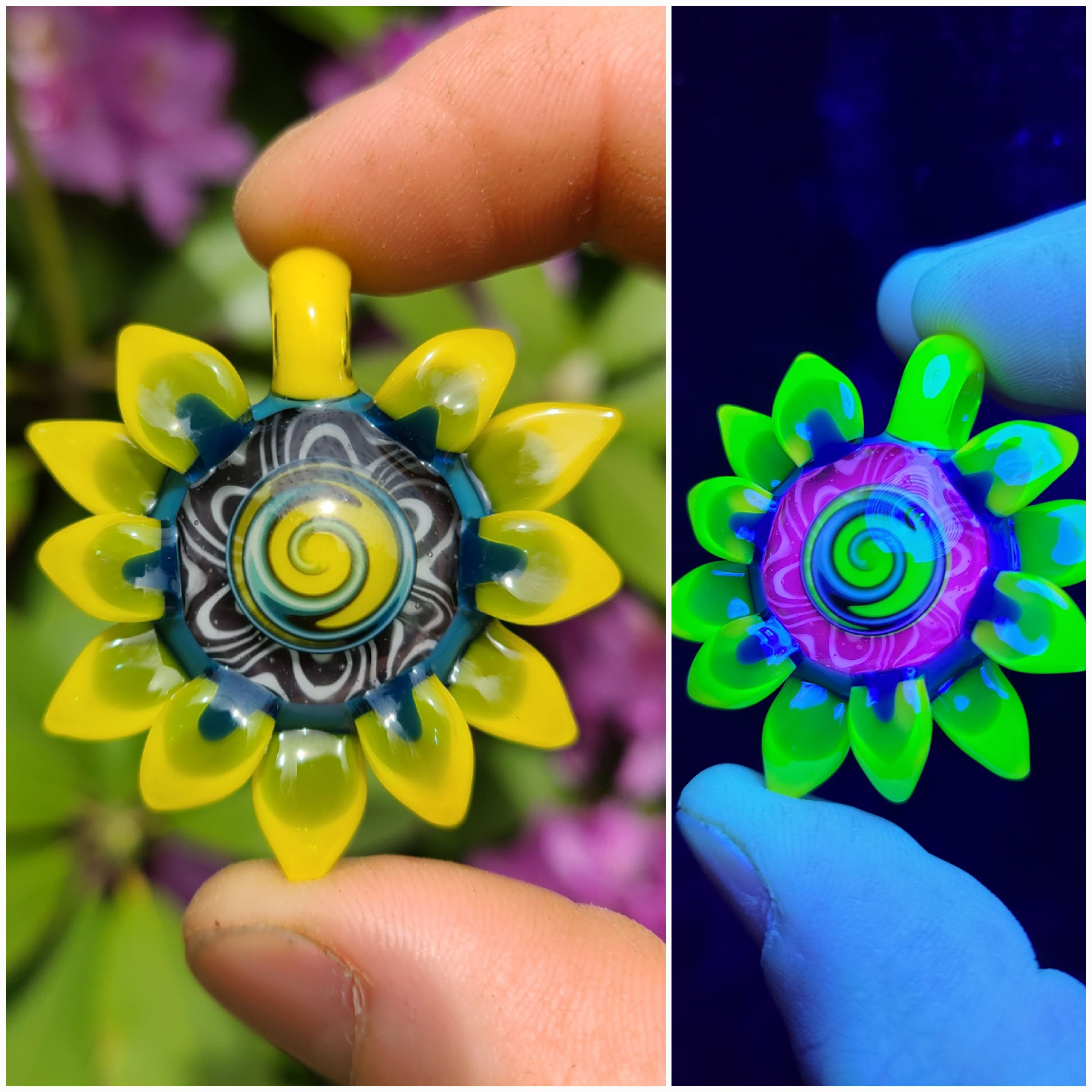 UV Flower Glass Pendant